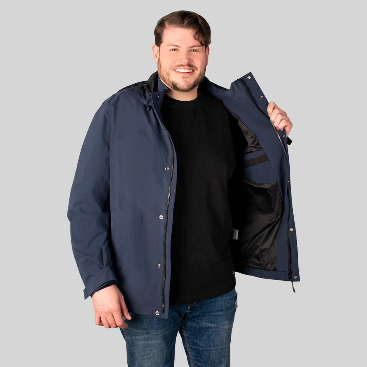 Foto 2 | Chamarra Greenlander Con Capucha Ligera Azul Marino Tallas Extra Para Hombre