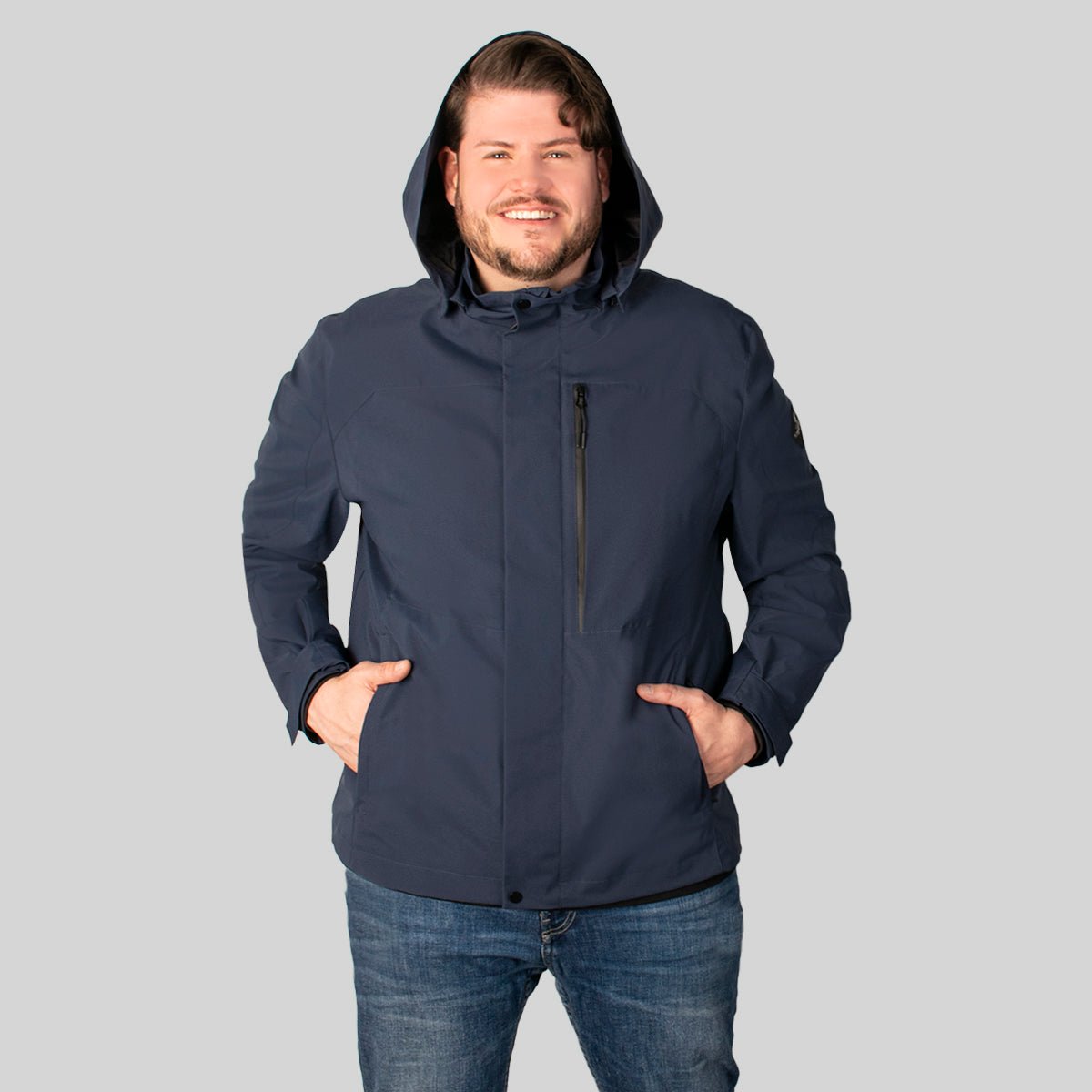 Foto 4 pulgar | Chamarra Greenlander Con Capucha Ligera Azul Marino Tallas Extra Para Hombre