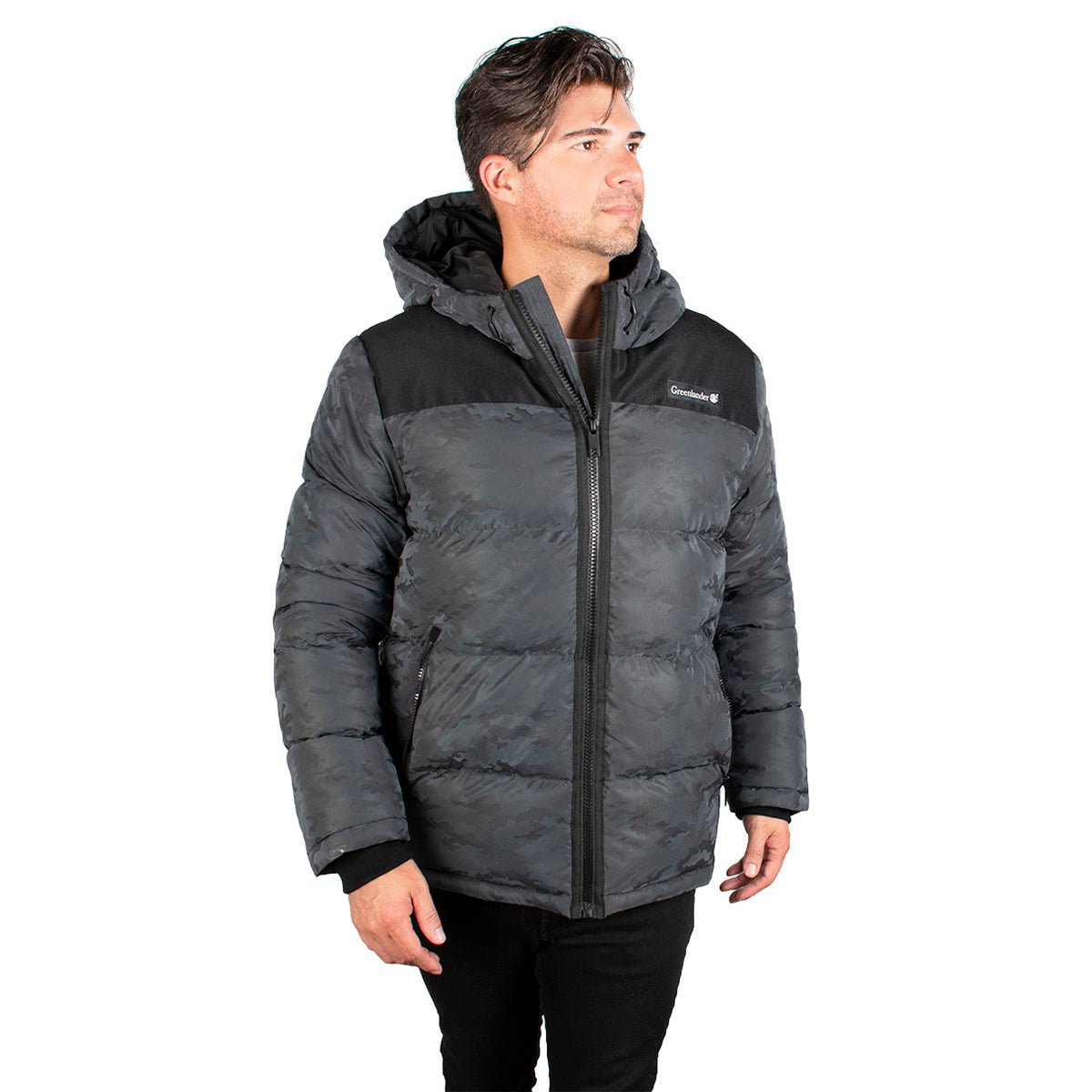 Chamarra Greenlander Con Gorro Acolchadacolor Oxford Camuflajeado Para Hombre
