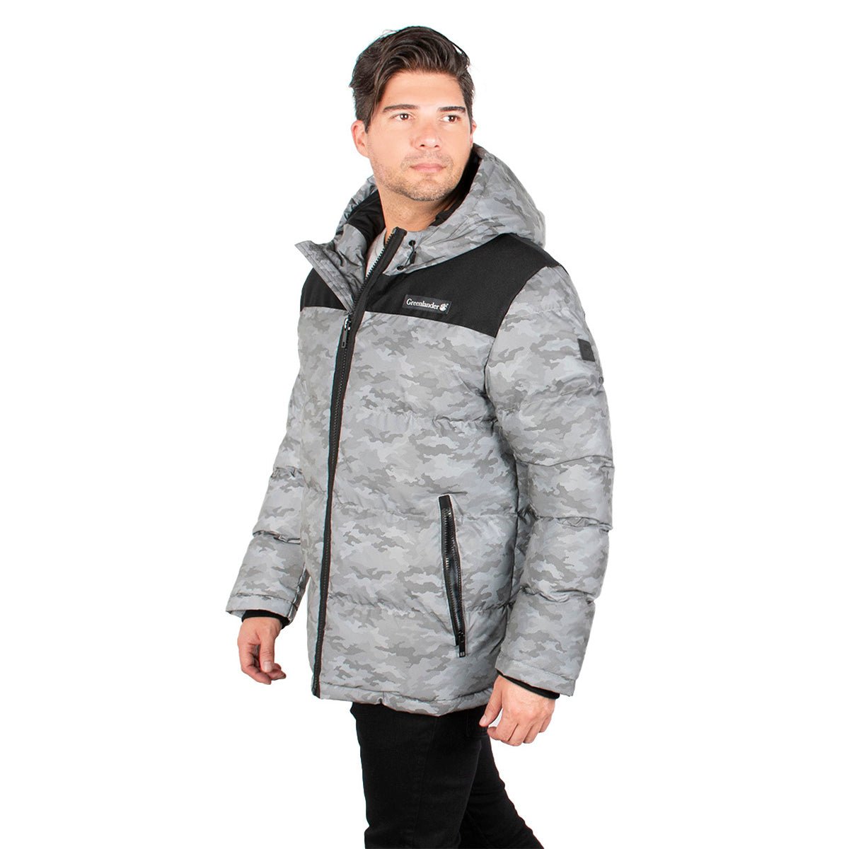 Foto 4 pulgar | Chamarra Greenlander Con Gorro Acolchada Color Gris Camuflajeado Para Hombre