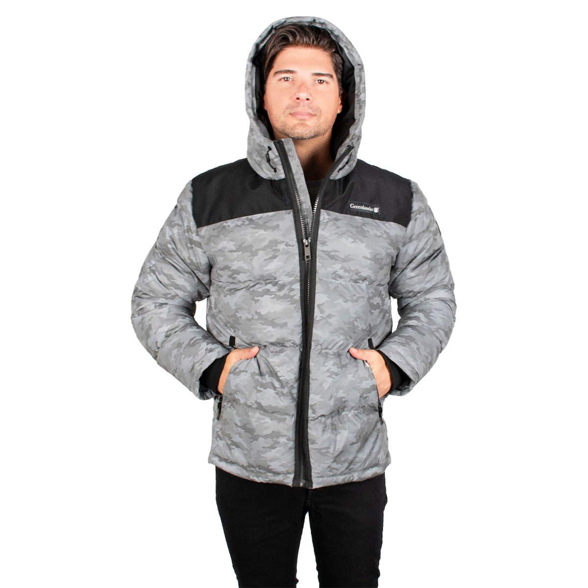 Foto 6 pulgar | Chamarra Greenlander Con Gorro Acolchada Color Gris Camuflajeado Para Hombre