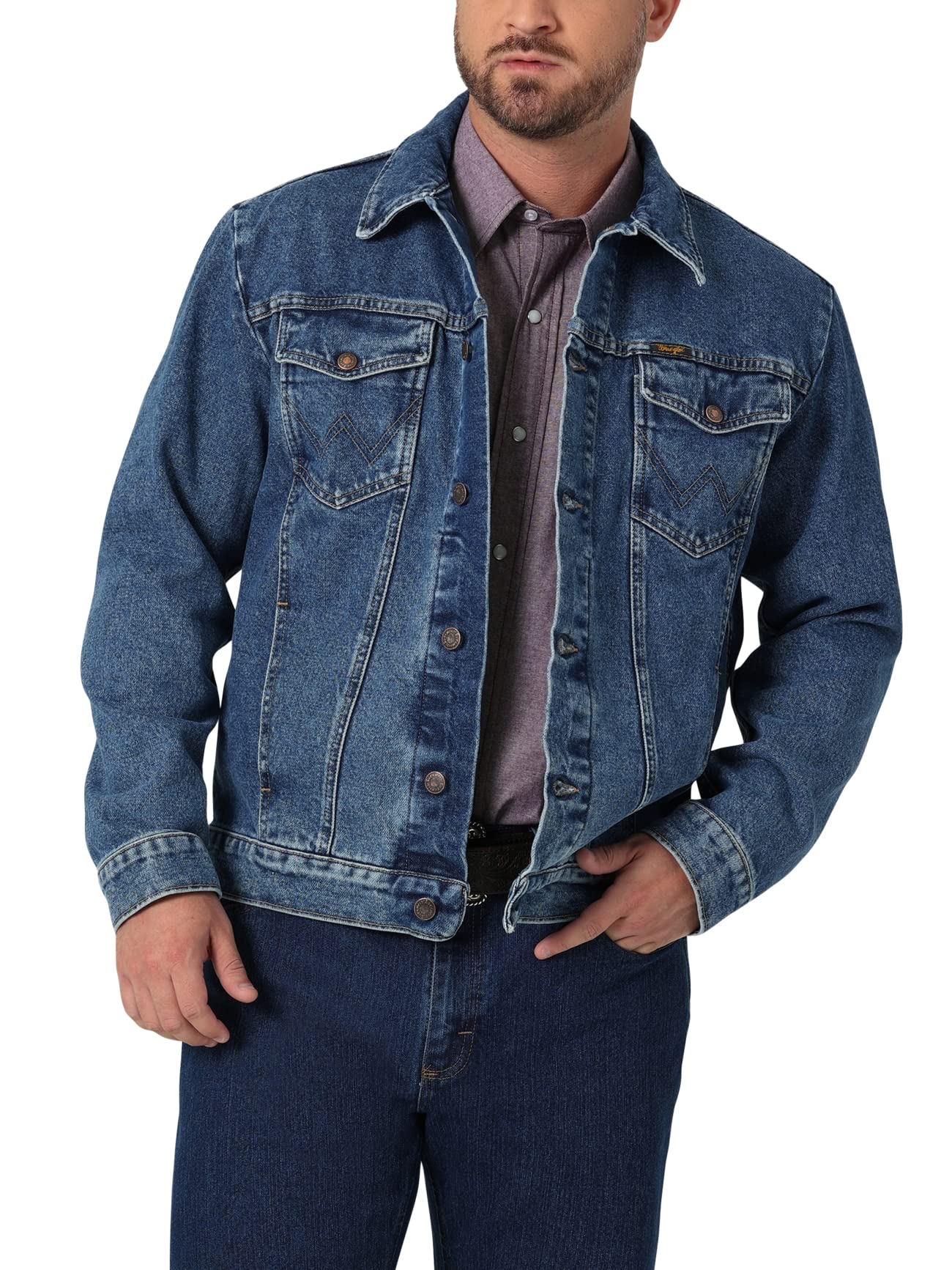 Chaqueta Vaquera Wrangler Con Corte Vaquero, Estilo Western, Sin Forro, Para Hombre, Lavada A La Piedra - Venta In