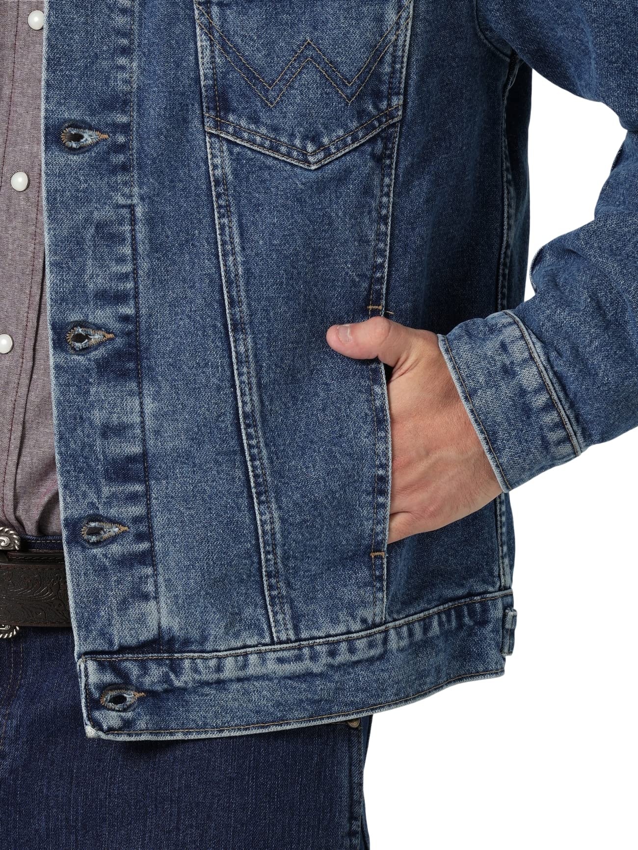 Foto 4 pulgar | Chaqueta Vaquera Wrangler Con Corte Vaquero, Estilo Western, Sin Forro, Para Hombre, Lavada A La Piedra - Venta In