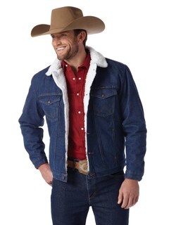 Foto 2 | Chaqueta Wrangler De Corte Vaquero Con Forro Vaquero Y Sherpa Para Hombre - Venta Internacional.