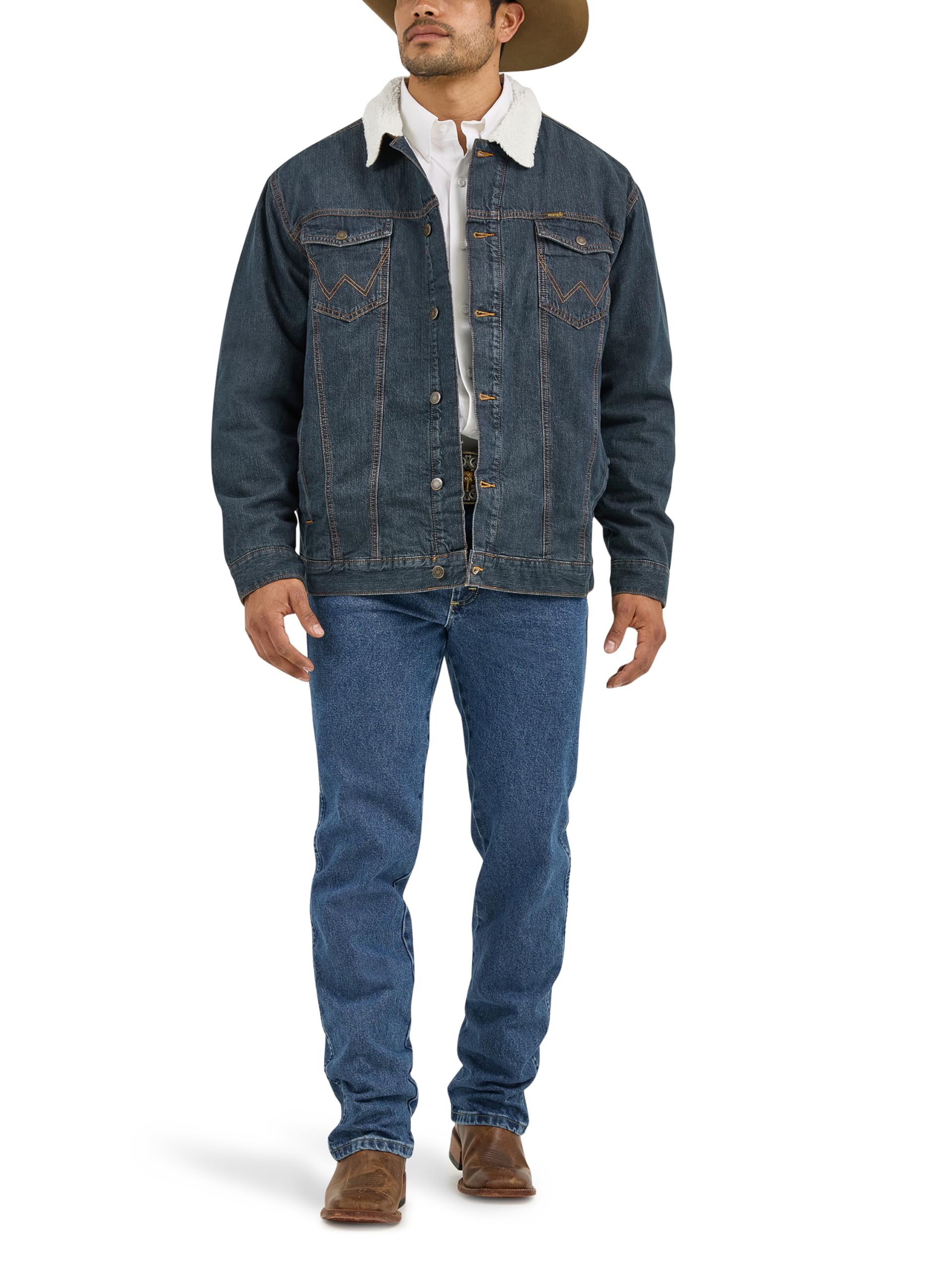 Foto 3 pulgar | Chaqueta Wrangler De Mezclilla Rústica Con Corte Vaquero Con Forro Occidental Para Hombre - Venta Internacional.