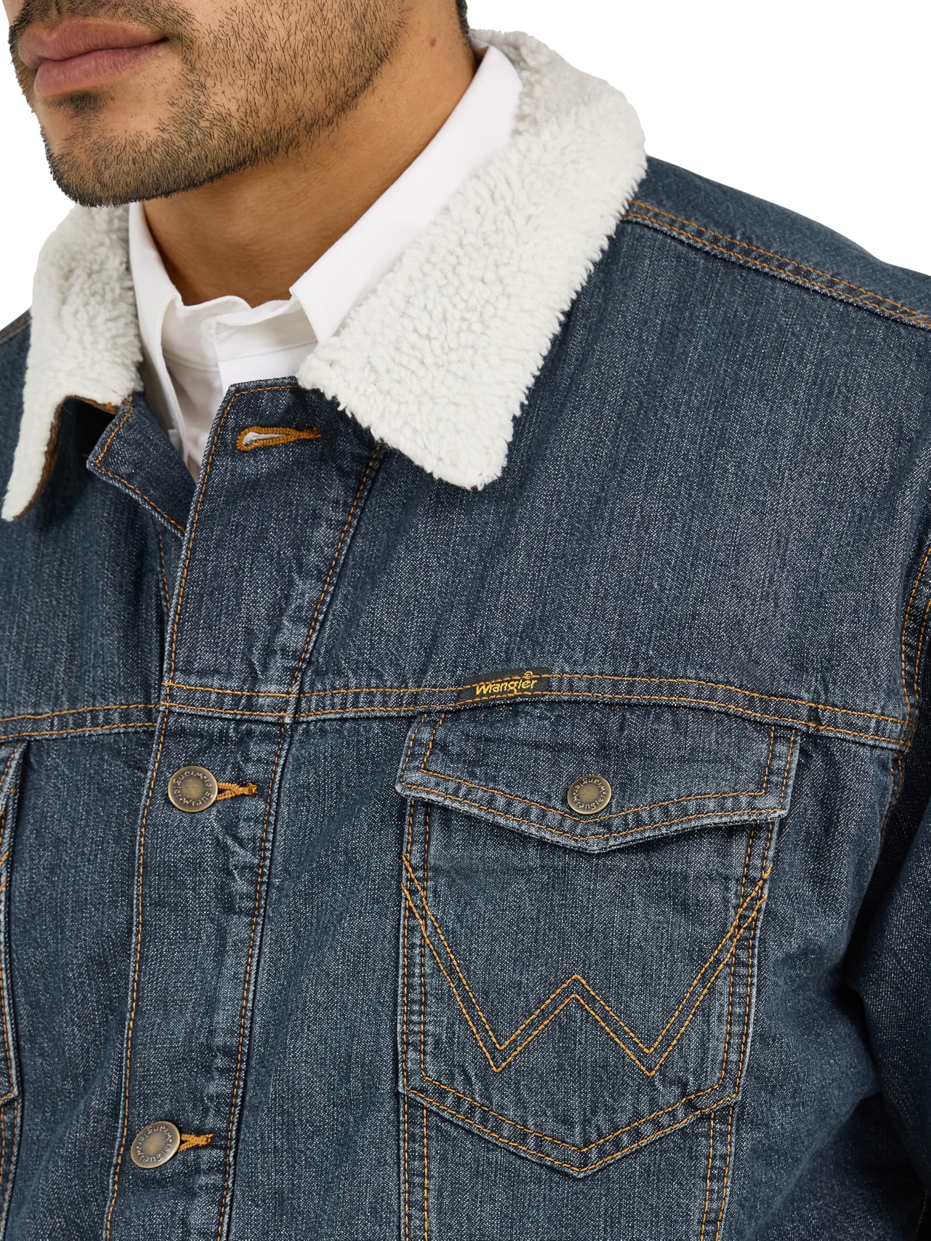 Foto 4 pulgar | Chaqueta Wrangler De Mezclilla Rústica Con Corte Vaquero Con Forro Occidental Para Hombre - Venta Internacional.