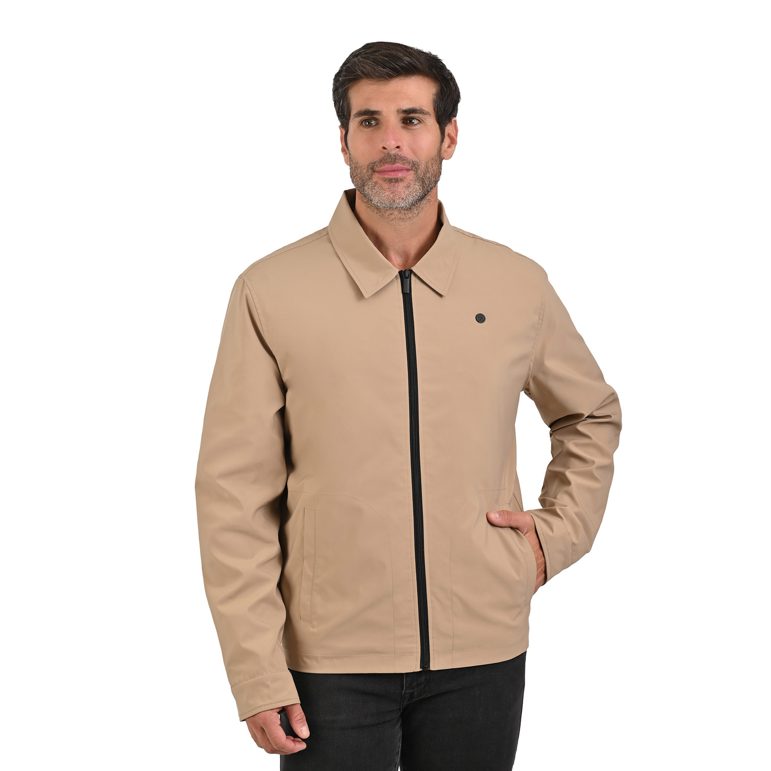 Foto 2 pulgar | Perry Ellis Chamarra En Color Kakhi Para Caballero Con Cuello Camisero.