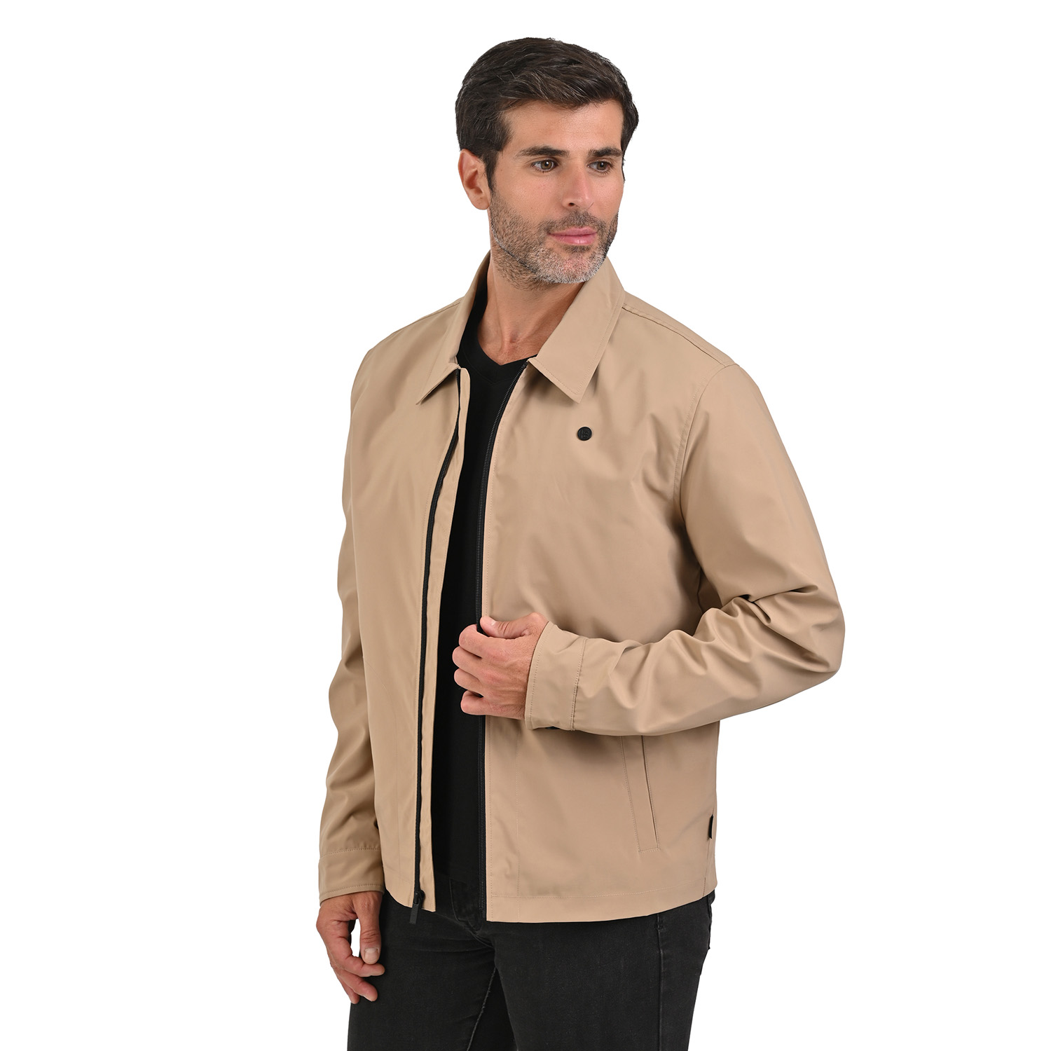 Foto 3 pulgar | Perry Ellis Chamarra En Color Kakhi Para Caballero Con Cuello Camisero.