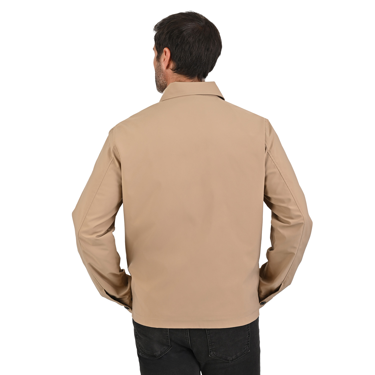 Foto 5 pulgar | Perry Ellis Chamarra En Color Kakhi Para Caballero Con Cuello Camisero.