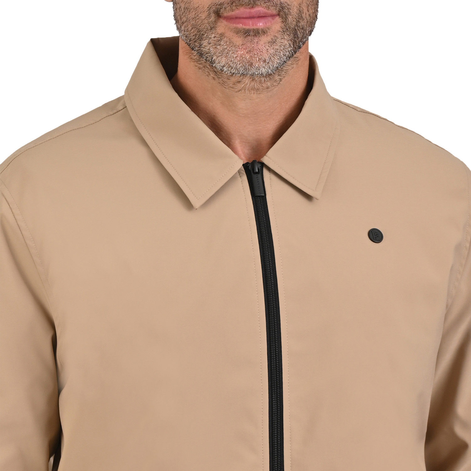 Foto 7 pulgar | Perry Ellis Chamarra En Color Kakhi Para Caballero Con Cuello Camisero.