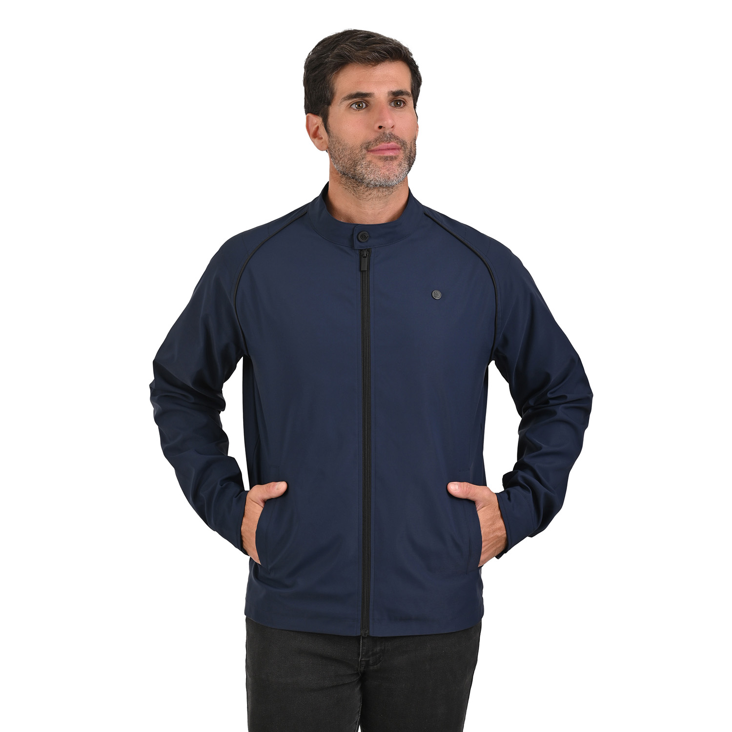 Foto 1 | Perry Ellis Chamarra Casual Para Caballero Con Cuello Mao Y Cierre Frontal En Color Marino.