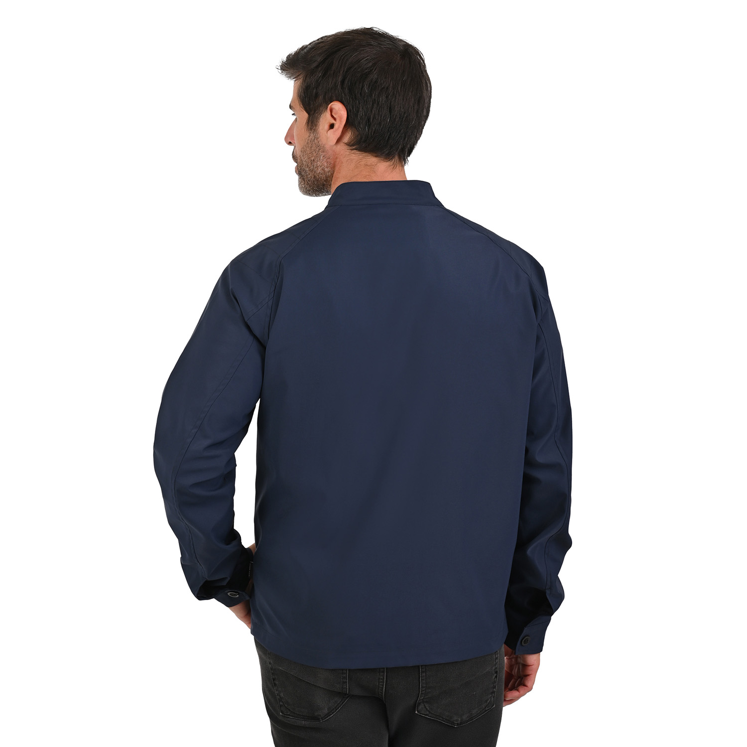 Foto 4 | Perry Ellis Chamarra Casual Para Caballero Con Cuello Mao Y Cierre Frontal En Color Marino.