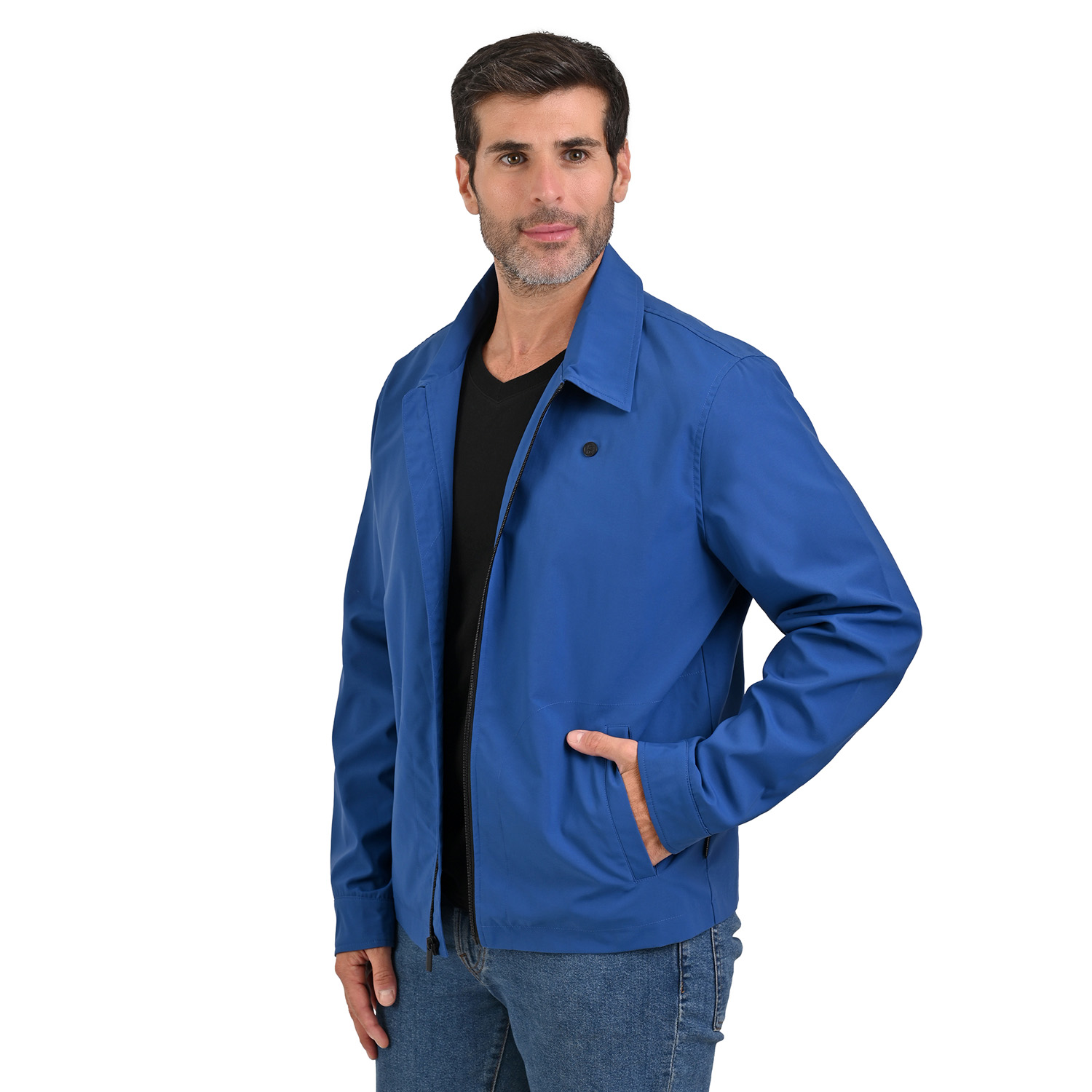Foto 3 pulgar | Perry Ellis Chamarra Azul Casual Y Ligera Para Caballero Con Cuello Camisero.