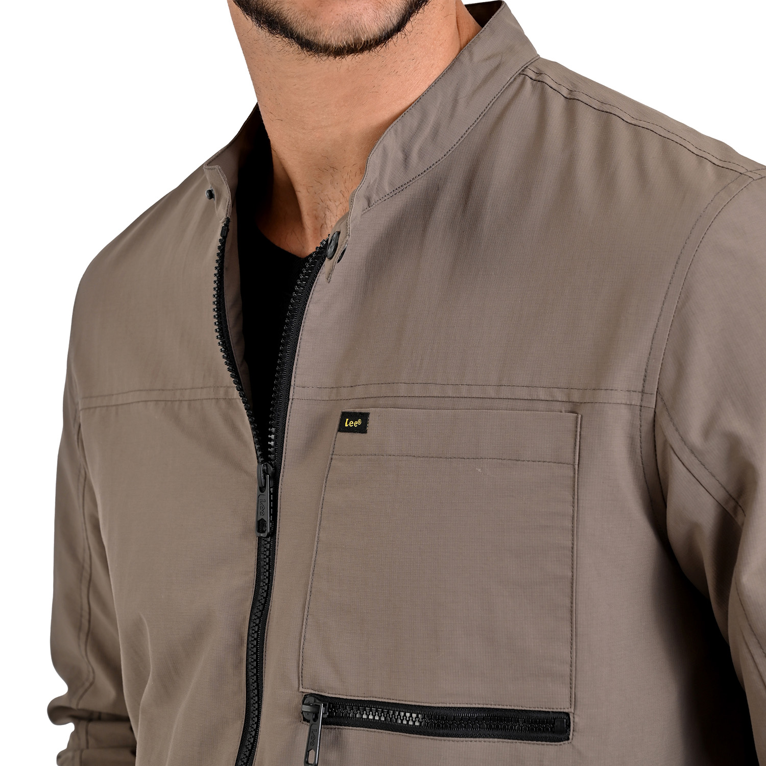 Foto 6 pulgar | Lee Chamarraligera Para Caballero En Color Taupe Con Cuello Mao.