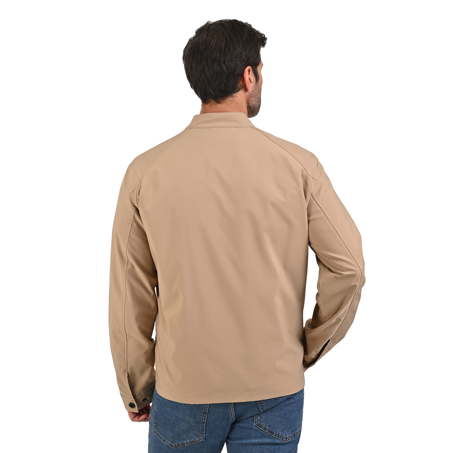 Foto 5 pulgar | Perry Ellis Chamarra Casual Para Caballero Con Cuello Mao Y Cierre Frontal En Color Kakhi.