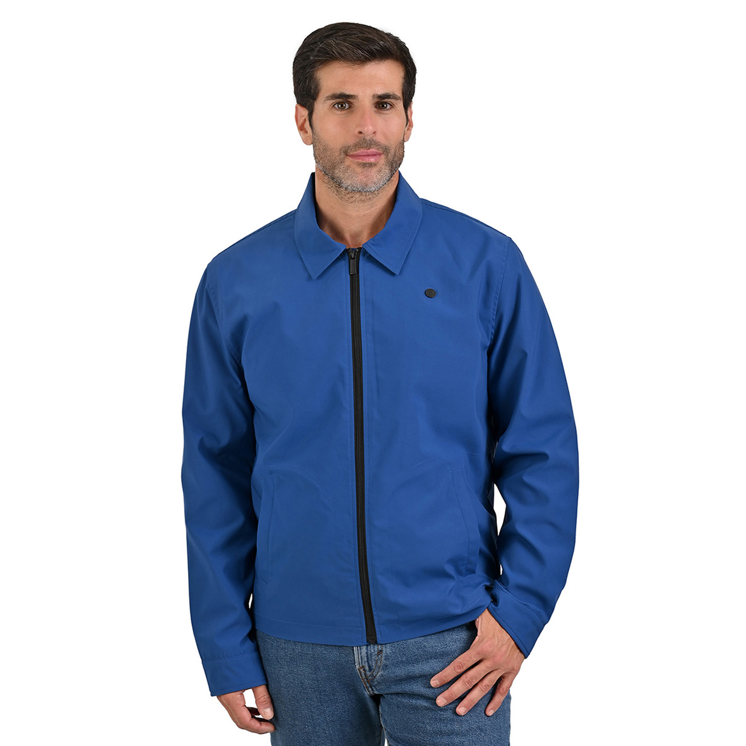 Foto 2 pulgar | Perry Ellis Chamarra Azul Casual Y Ligera Para Caballero Con Cuello Camisero.