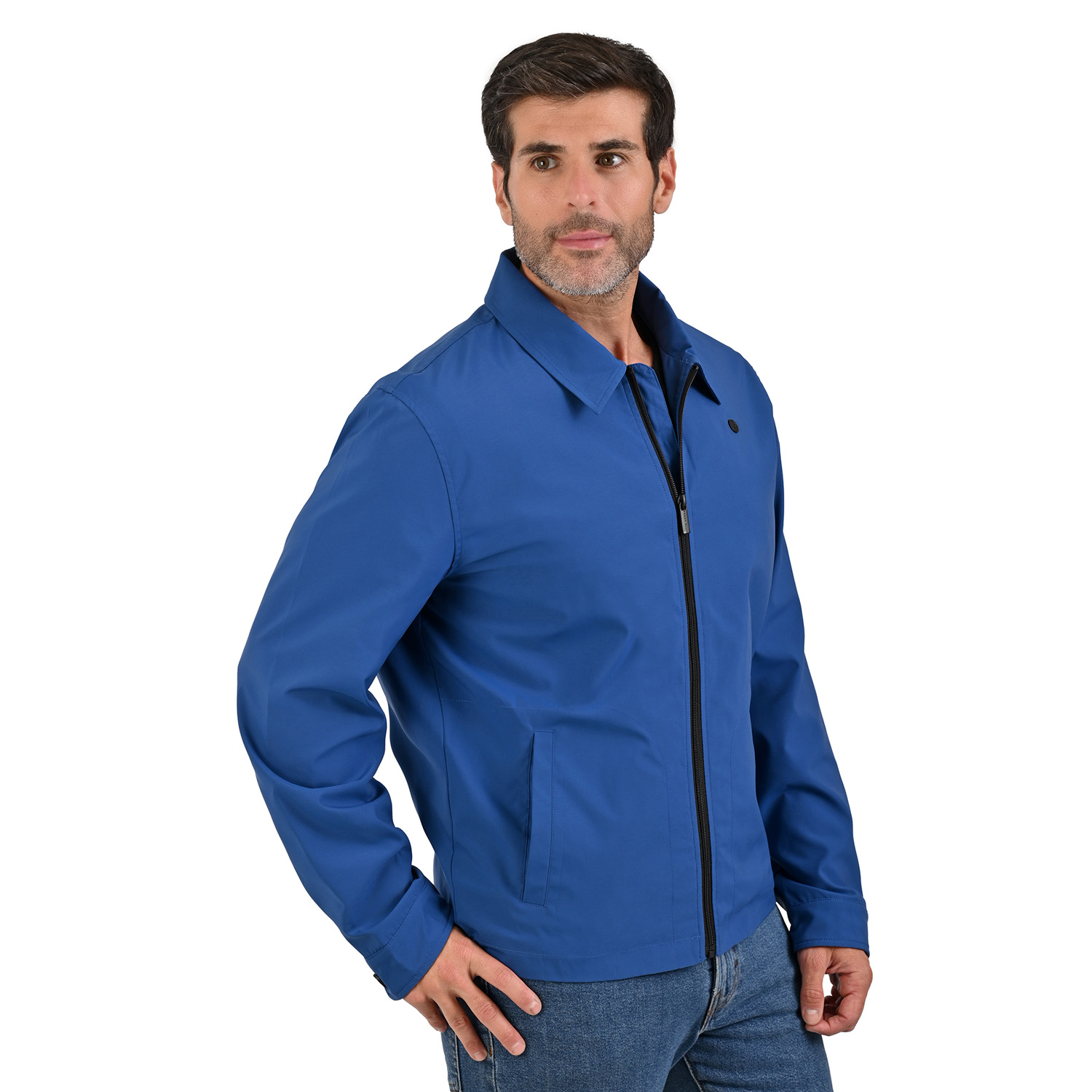 Foto 4 pulgar | Perry Ellis Chamarra Azul Casual Y Ligera Para Caballero Con Cuello Camisero.