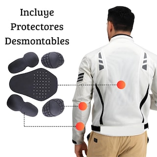 Foto 5 | Chamarra Moto Para Hombre, Impermeable, Con Protecciones, Biker