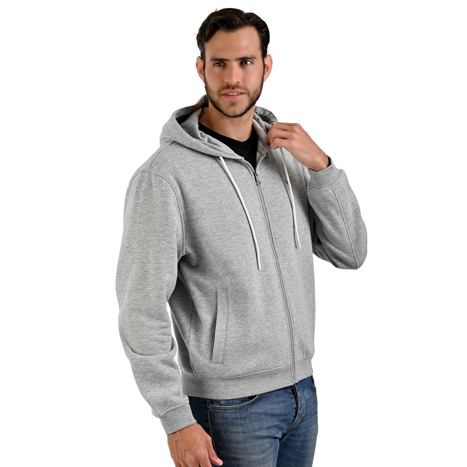 Foto 4 pulgar | Lee Sudadera Hoodie Gris Para Caballero Con Cierre Y Estampado En Espalda.