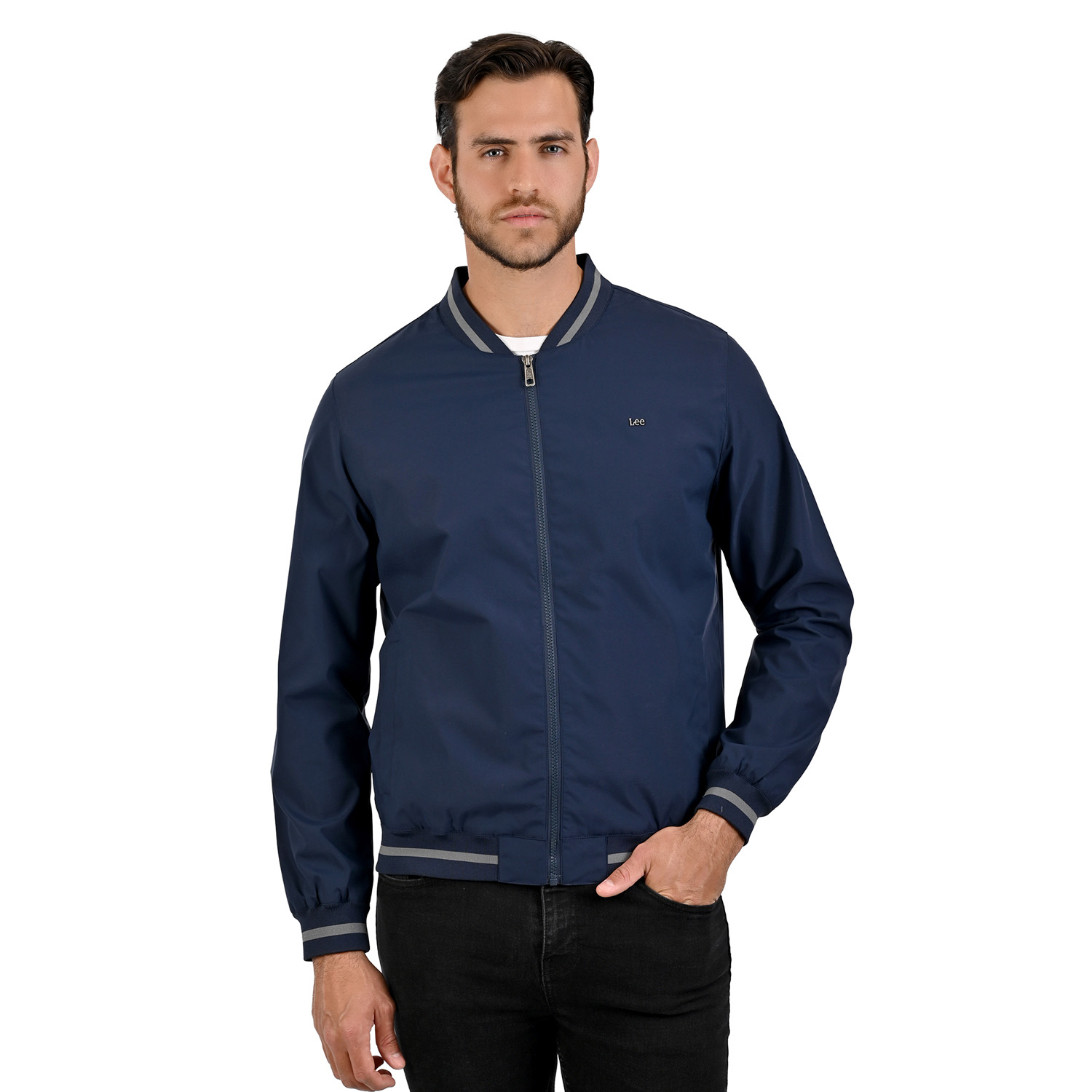 Foto 2 pulgar | Lee Chamarra Tipo Bomber Casual Para Caballero En Azul Marino.