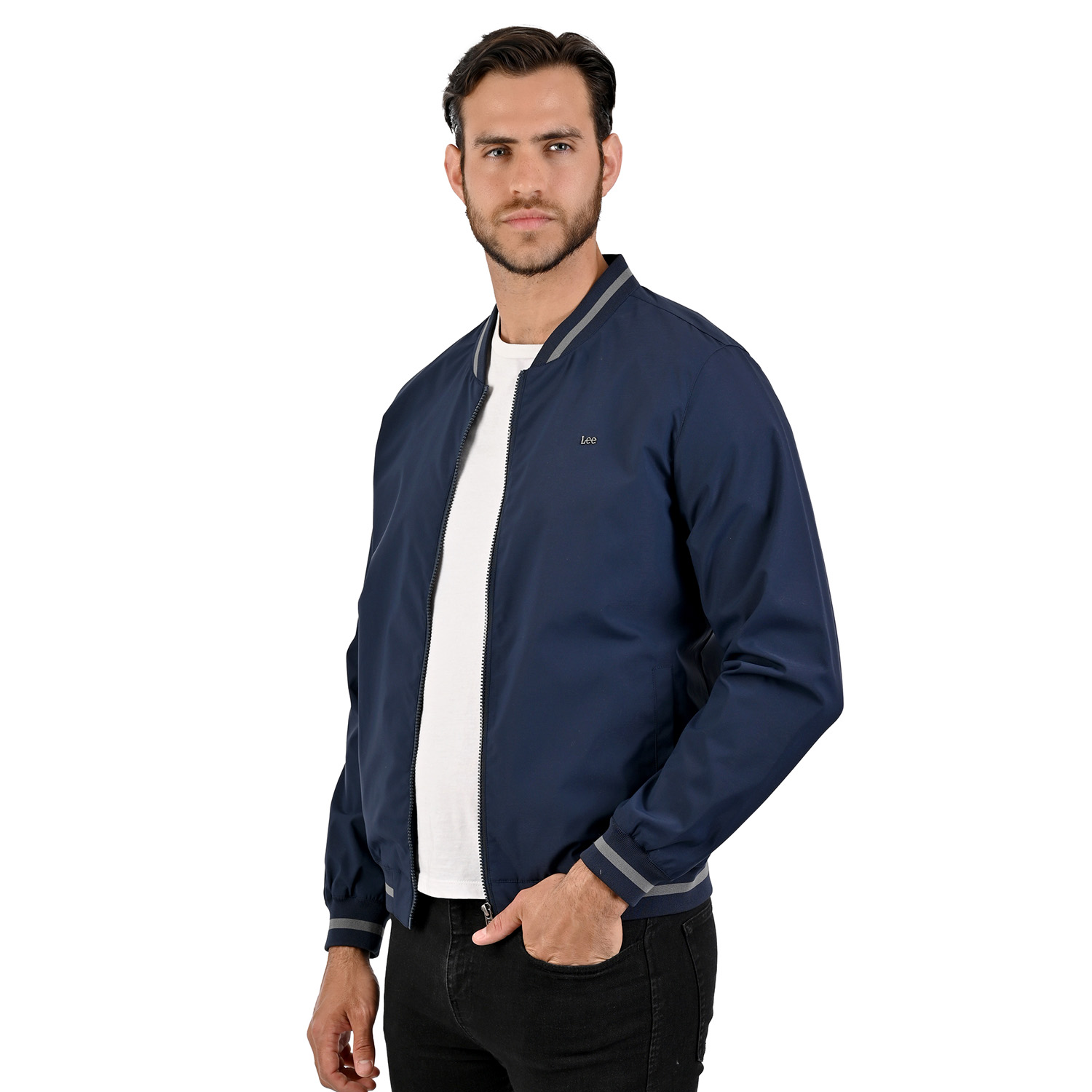 Foto 3 pulgar | Lee Chamarra Tipo Bomber Casual Para Caballero En Azul Marino.