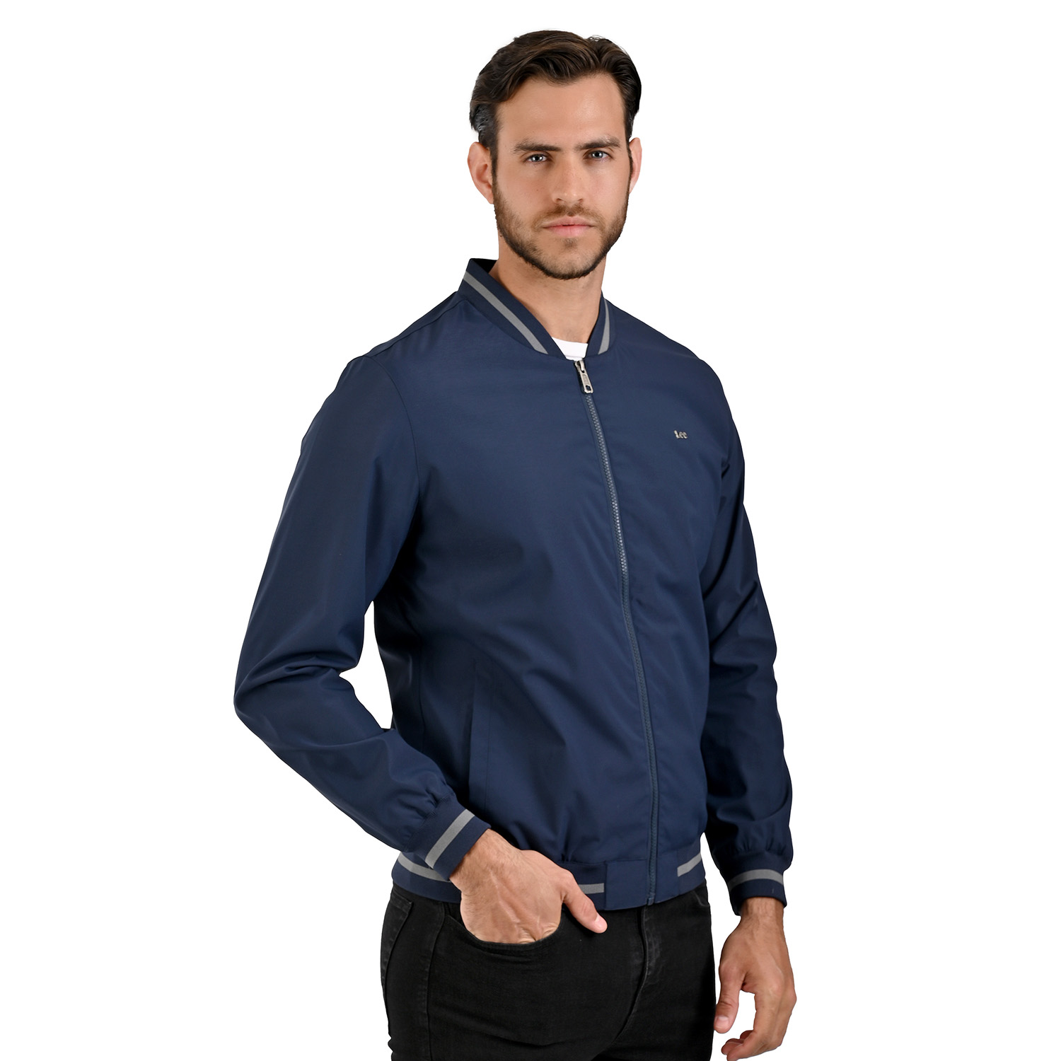 Foto 4 pulgar | Lee Chamarra Tipo Bomber Casual Para Caballero En Azul Marino.