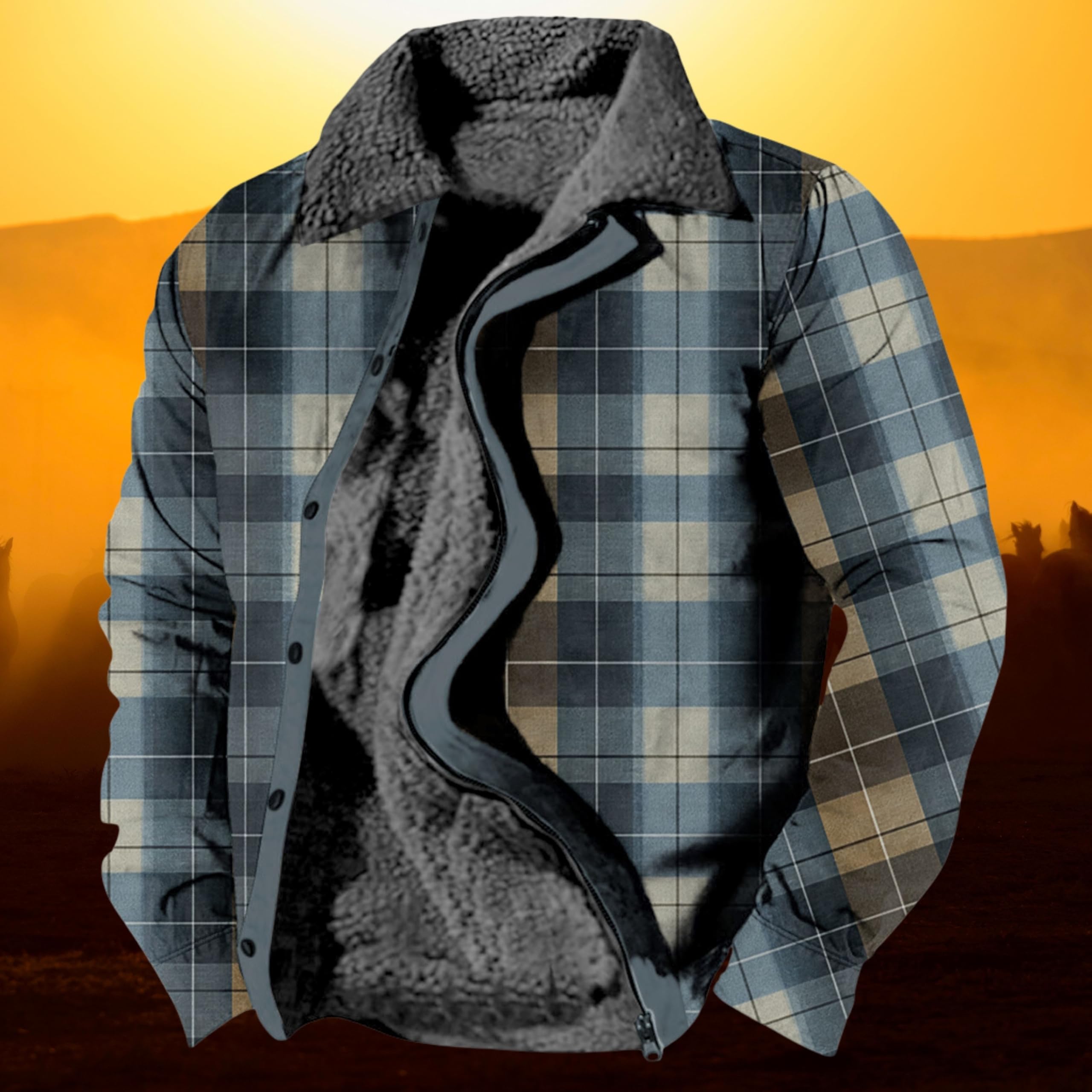 Foto 5 pulgar | Chaqueta Zocavia Western Aztec Fleece Para Hombre, Color Azul Marino, Talla L - Venta Internacional.