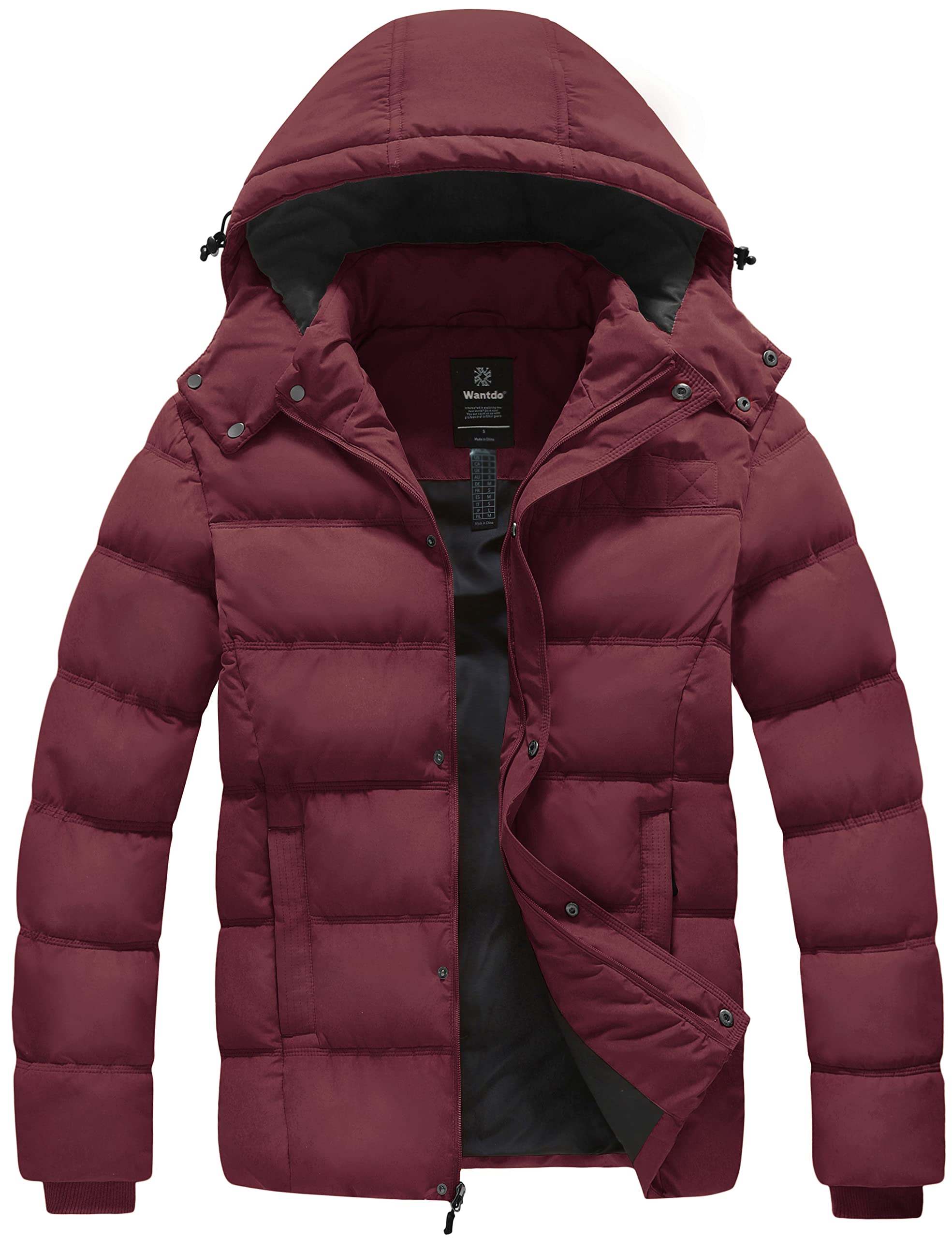 Foto 2 pulgar | Chaqueta Acolchada Wantdo Thicken De Invierno Para Hombre, Color Vino S - Venta Internacional.