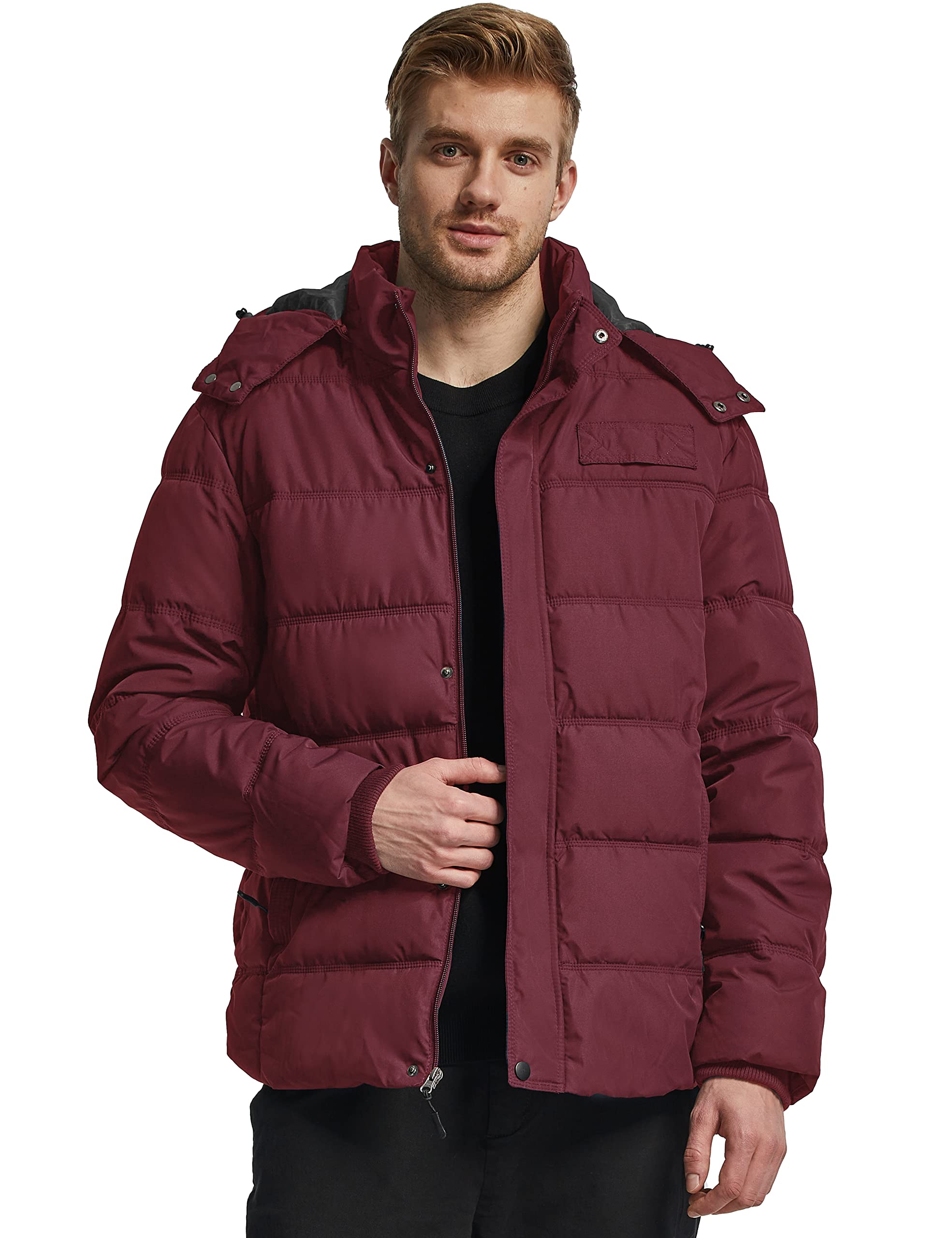 Foto 4 pulgar | Chaqueta Acolchada Wantdo Thicken De Invierno Para Hombre, Color Vino S - Venta Internacional.