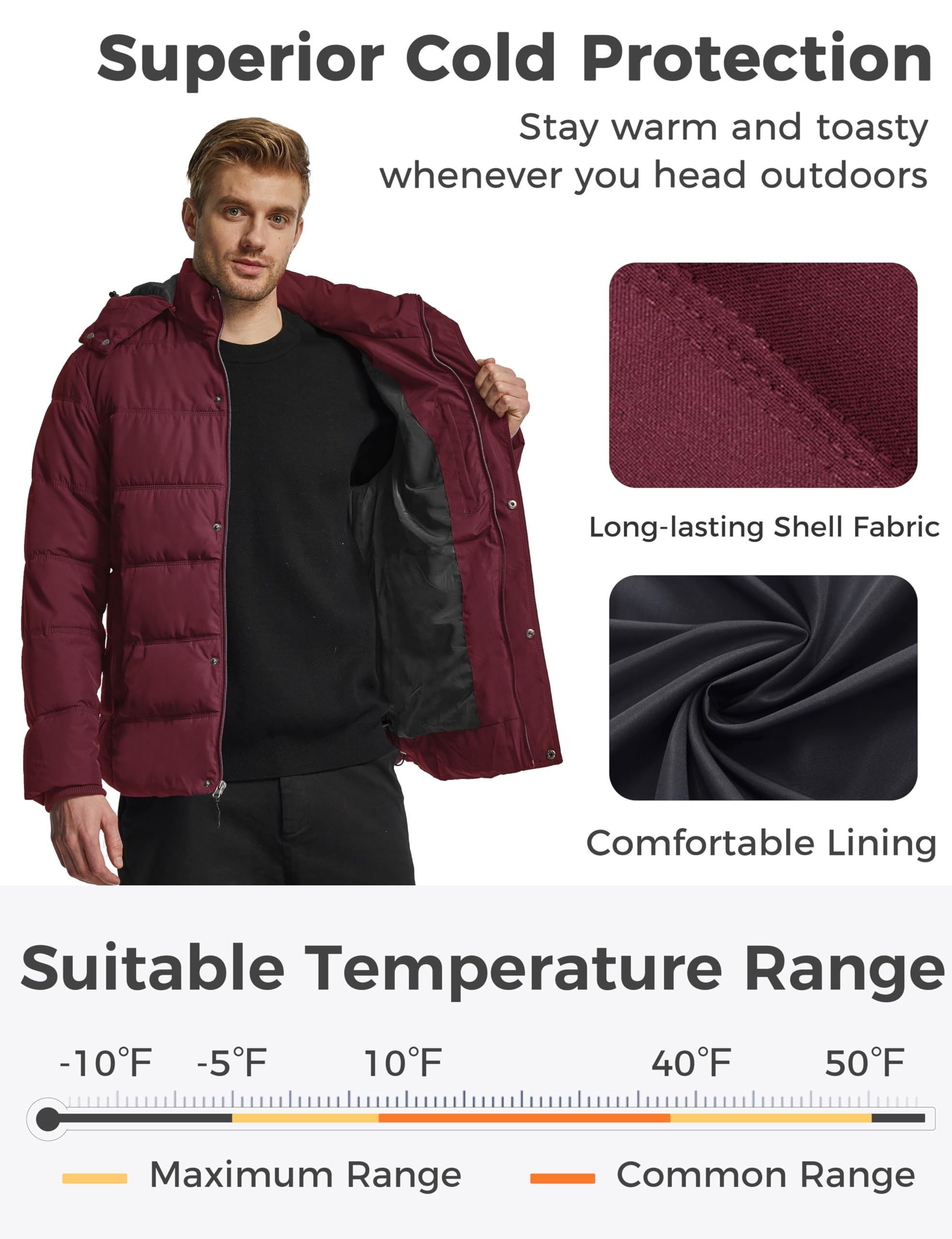 Foto 4 | Chaqueta Acolchada Wantdo Thicken De Invierno Para Hombre, Color Vino S - Venta Internacional.
