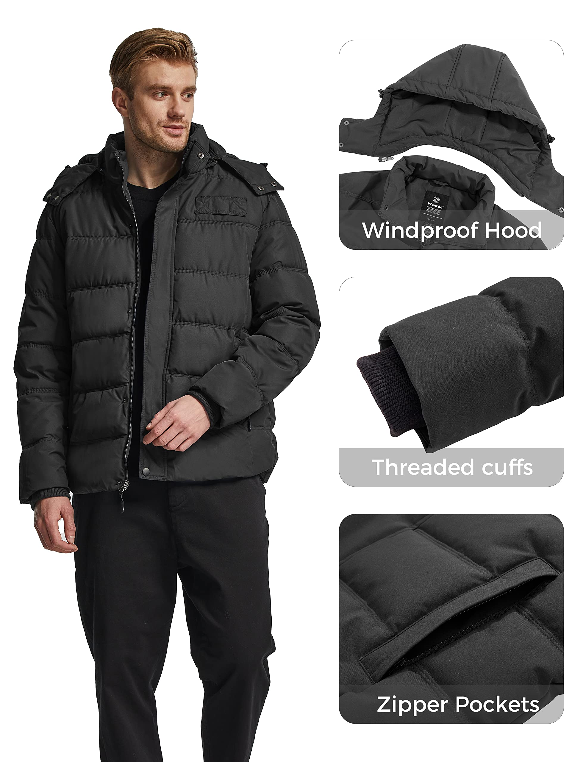 Foto 7 pulgar | Abrigo De Invierno Wantdo Classic Thicken Warm Bubble Para Hombre, Gris Oscuro - Venta Internacional.