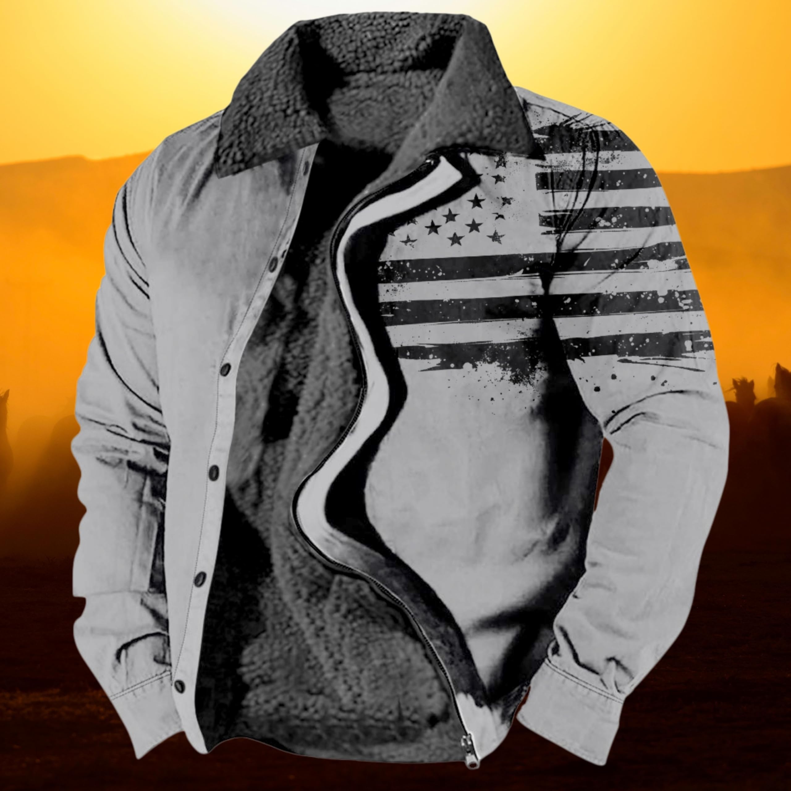 Foto 4 | Chaqueta Zocavia Western Aztec Fleece Para Hombre Otoño-invierno Xl - Venta Internacional.