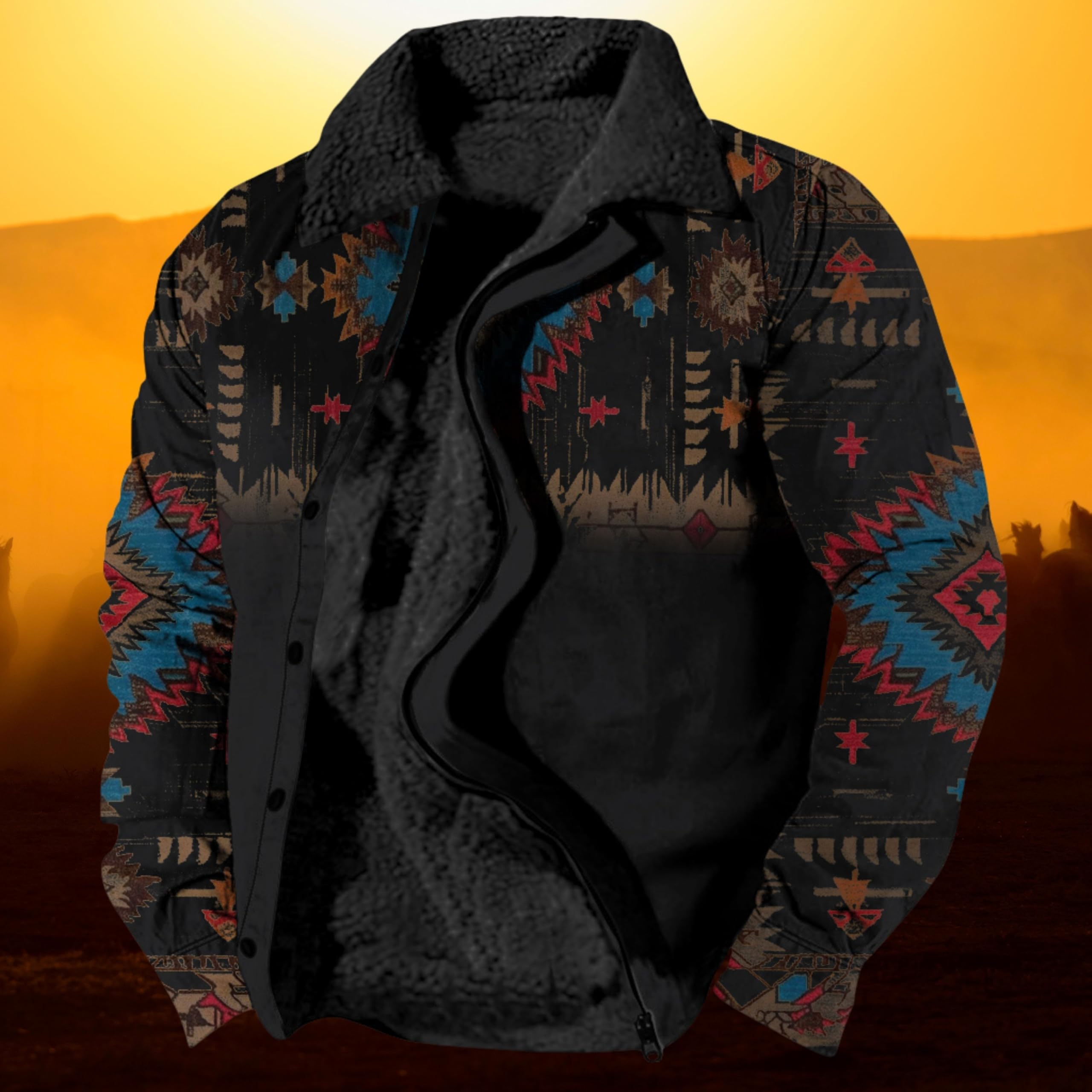 Foto 5 pulgar | Chaqueta Zocavia Western Aztec Fleece Para Hombre Otoño-invierno M - Venta Internacional.