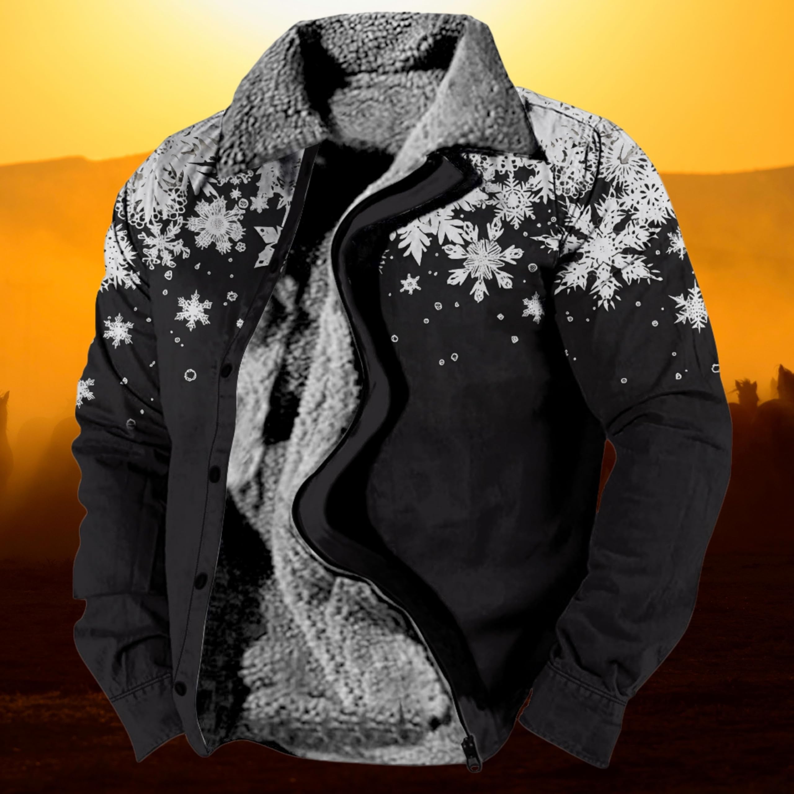 Foto 5 pulgar | Chaqueta Zocavia Western Aztec Fleece Para Hombre, Color Negro, Talla L - Venta Internacional.