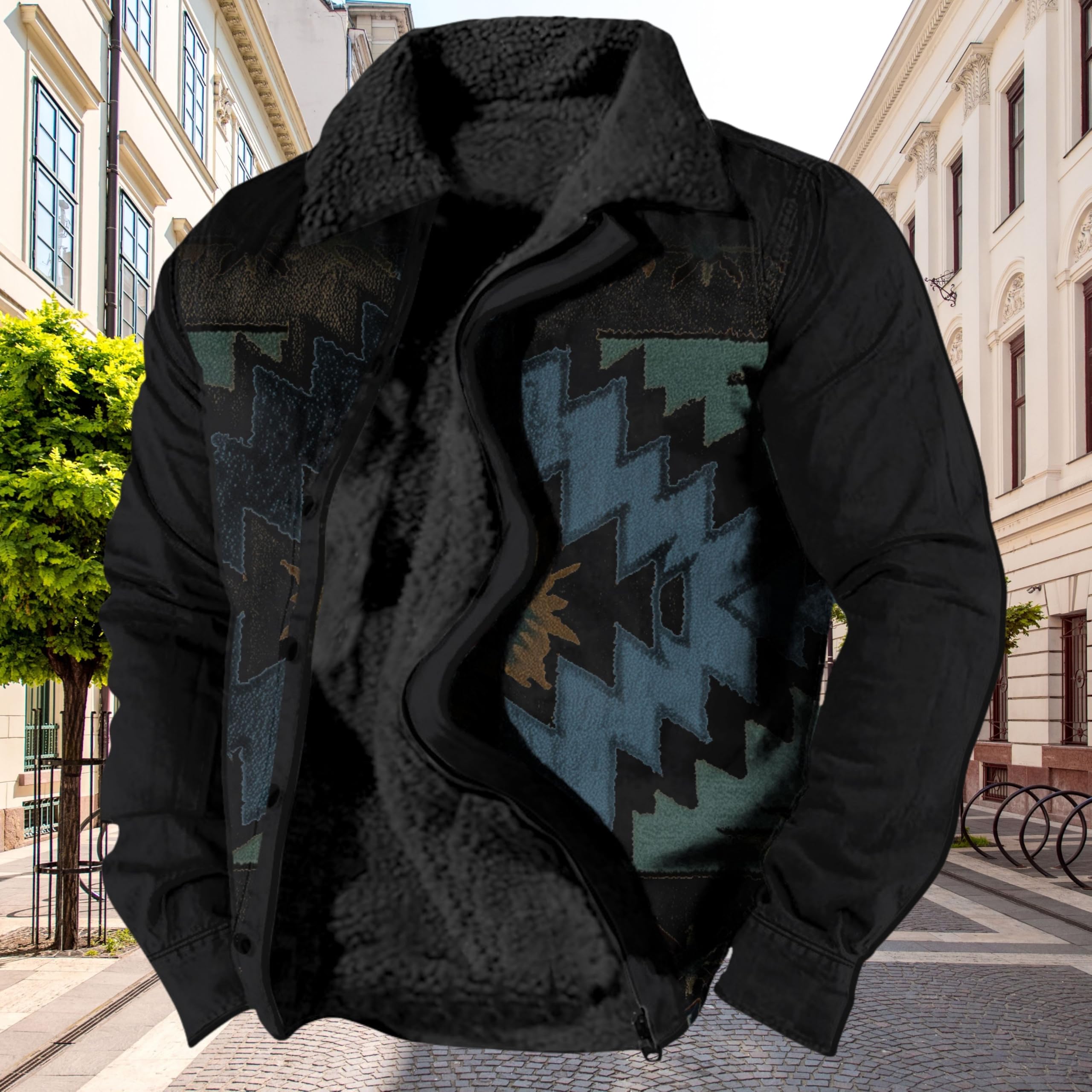 Foto 2 | Chaqueta Zocavia Western Aztec Fleece Para Hombre Otoño-invierno - Venta Internacional.