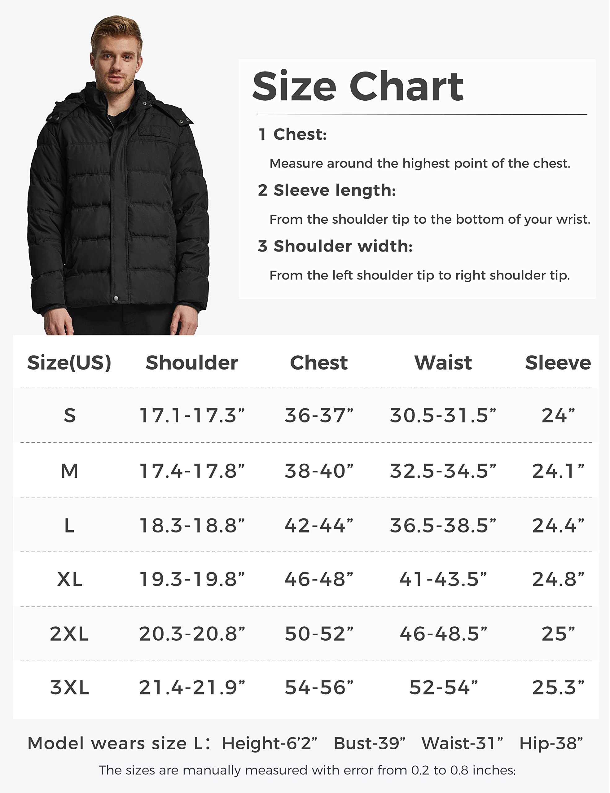 Foto 8 pulgar | Chaqueta Acolchada Impermeable Wantdo Para Hombre, Color Negro - Venta Internacional.