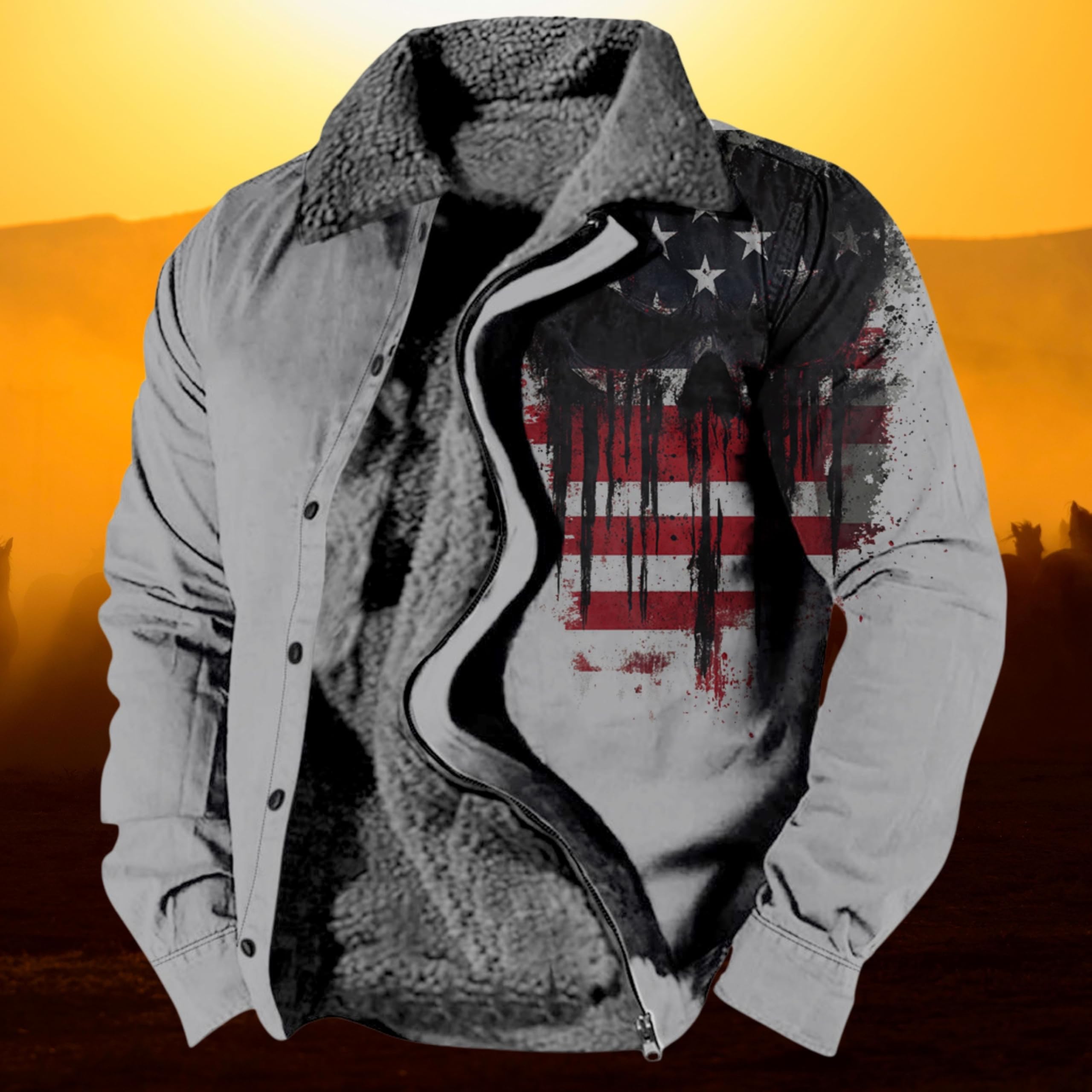 Foto 5 pulgar | Chaqueta Zocavia Western Aztec Fleece Para Hombre Otoño-invierno 2xl - Venta Internacional.