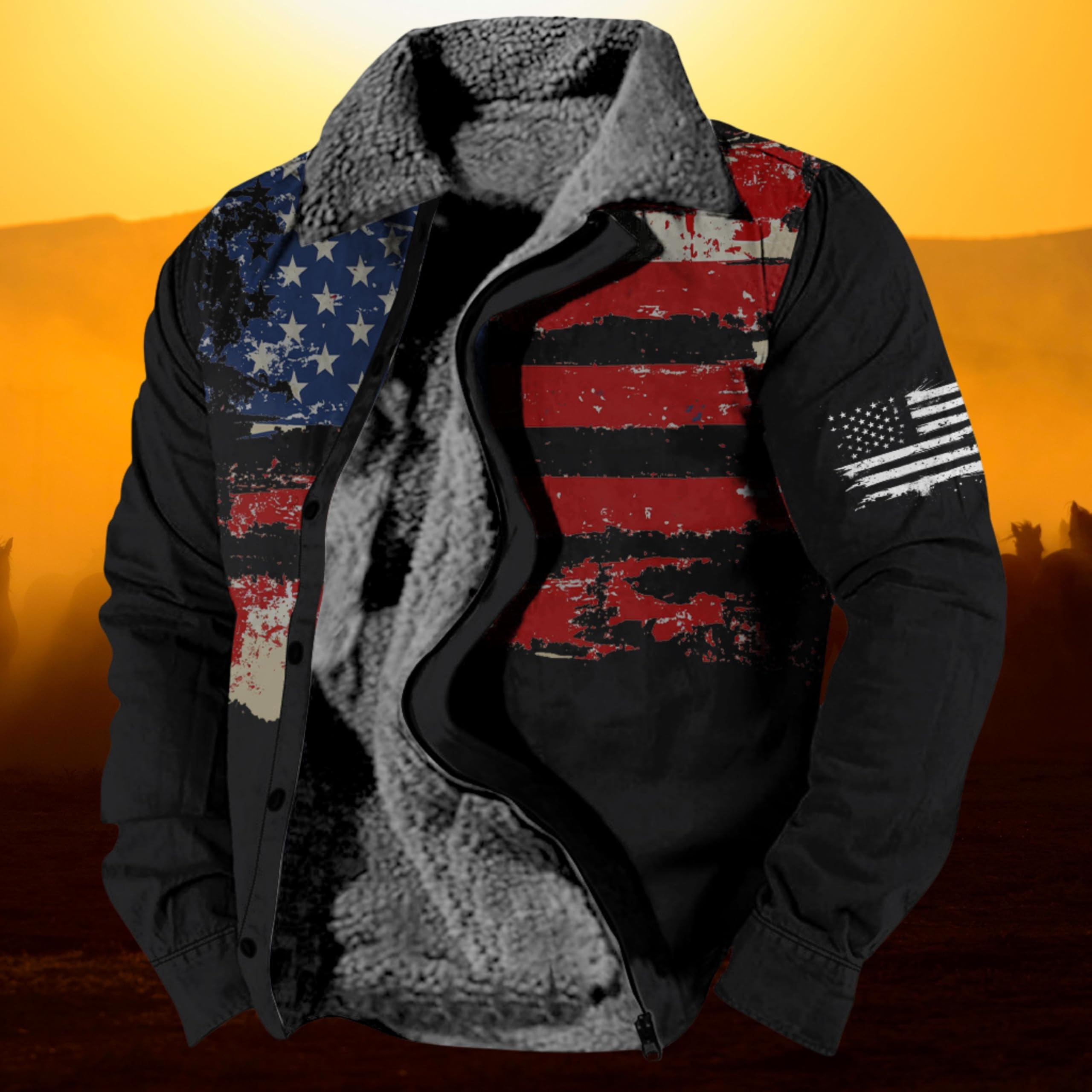 Foto 4 | Chaqueta Zocavia Western Aztec Fleece Para Hombre Otoño-invierno M - Venta Internacional.