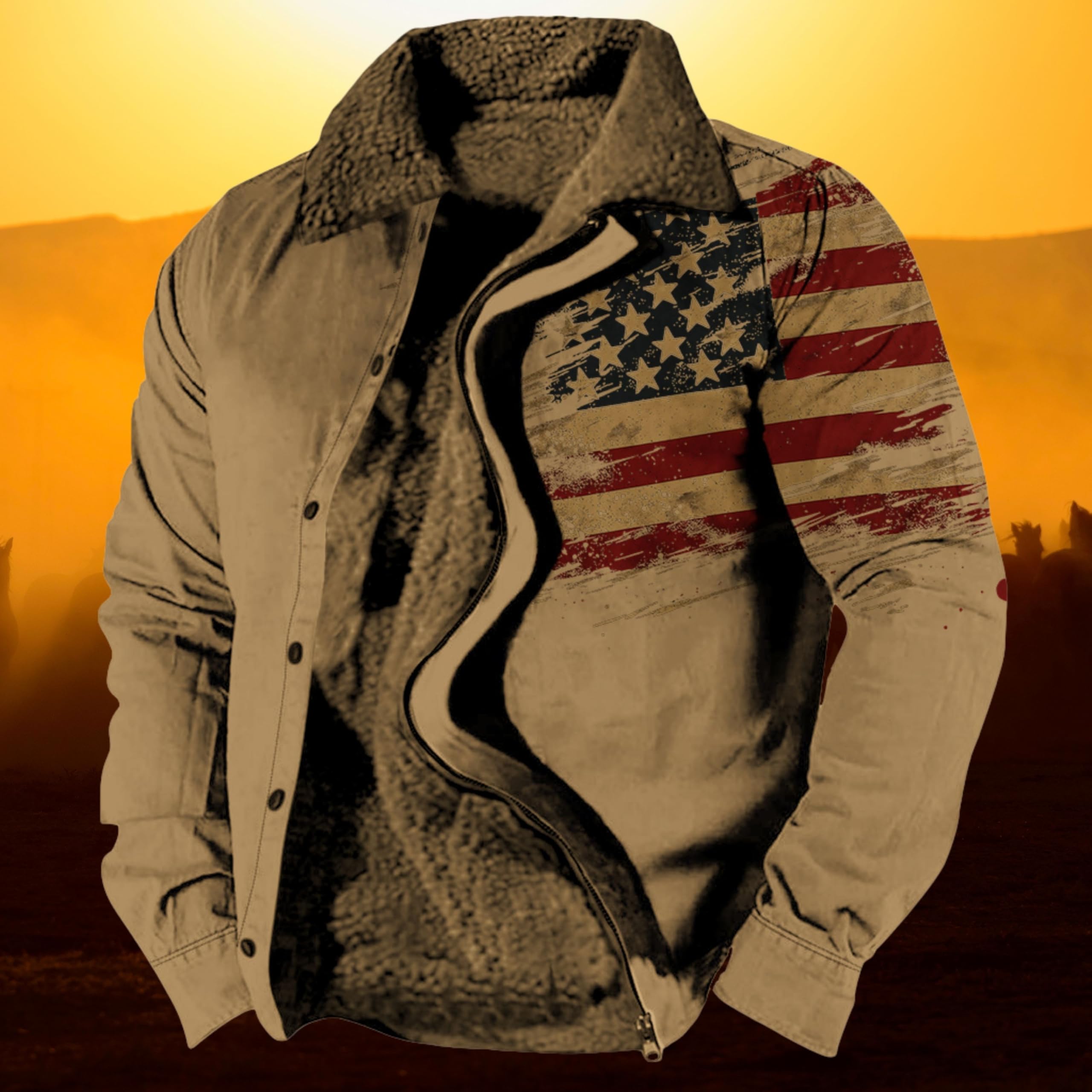 Foto 4 | Chaqueta Zocavia Western Aztec Fleece Para Hombre Otoño-invierno 2xl - Venta Internacional.