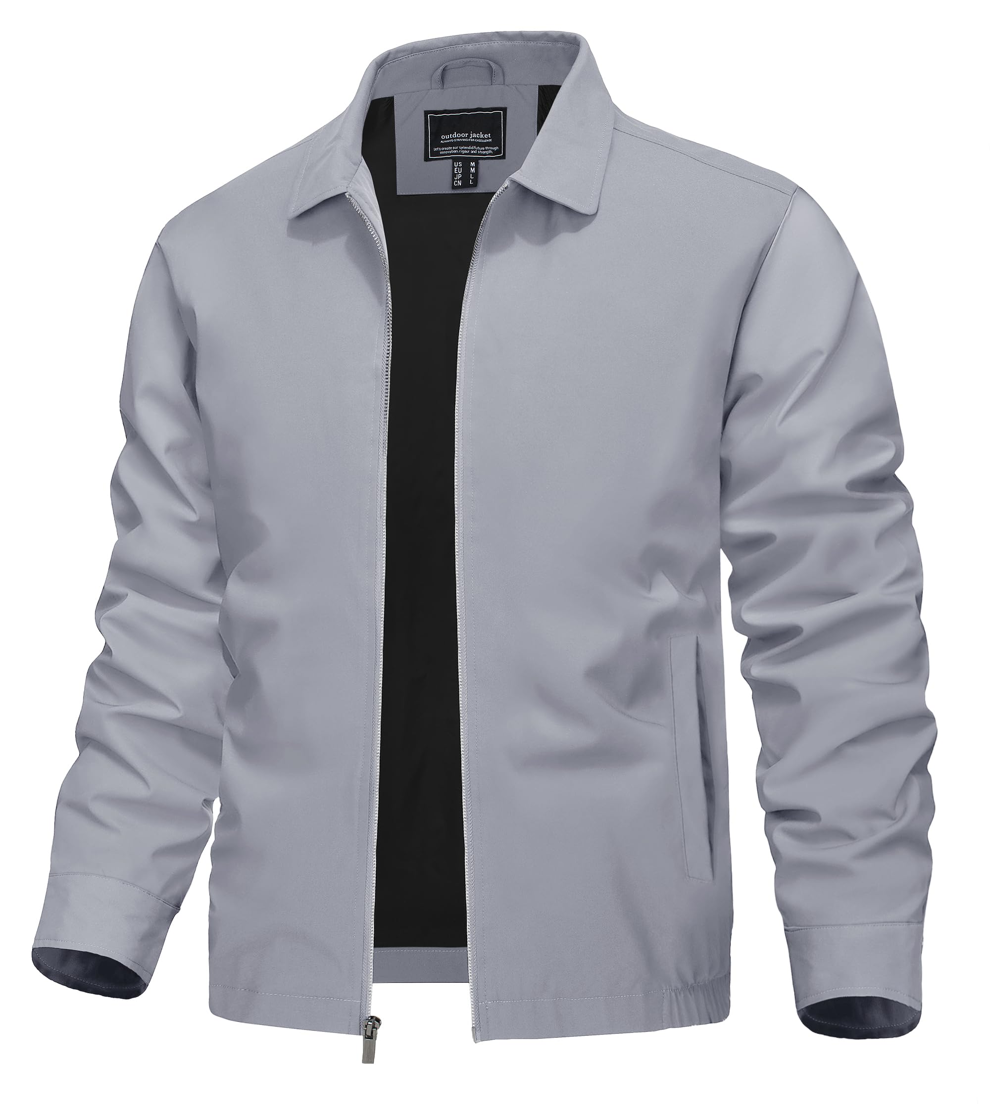 Foto 2 pulgar | Chaqueta Tacvasen Lightweight Windbreak Fall Para Hombre, Color Gris Claro - Venta Internacional.