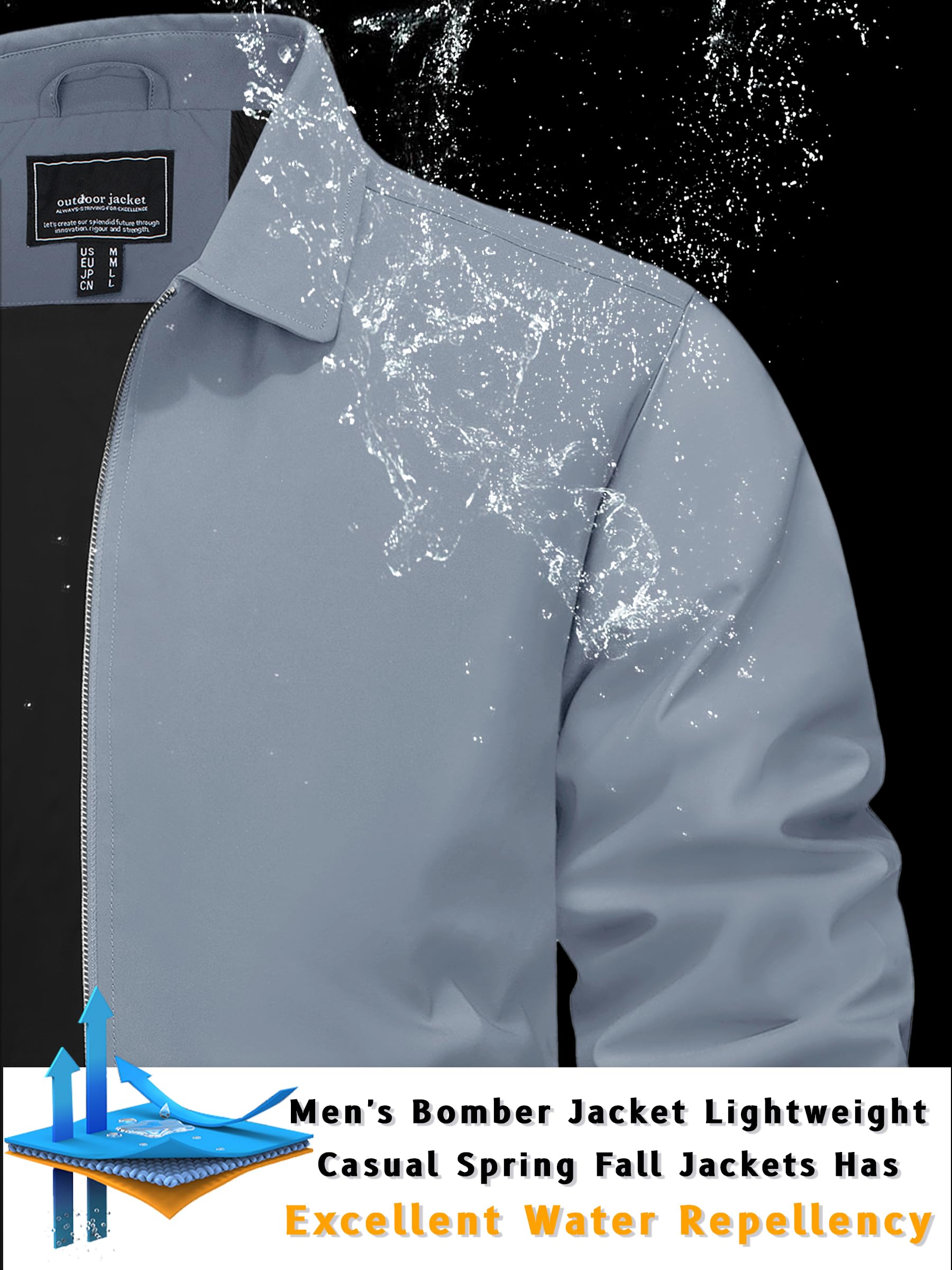 Foto 2 | Chaqueta Tacvasen Lightweight Windbreak Fall Para Hombre, Color Gris Claro - Venta Internacional.