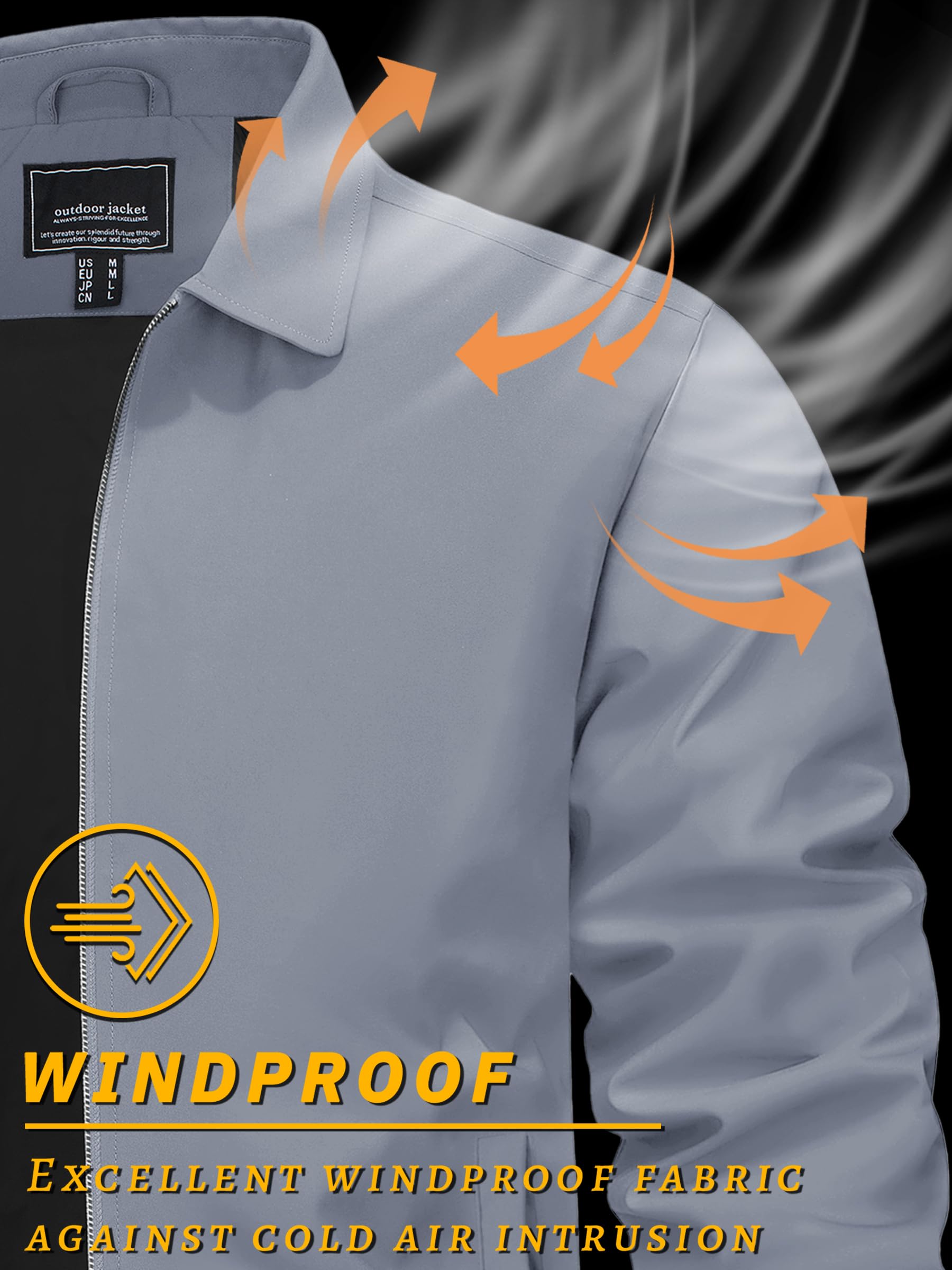 Foto 4 pulgar | Chaqueta Tacvasen Lightweight Windbreak Fall Para Hombre, Color Gris Claro - Venta Internacional.