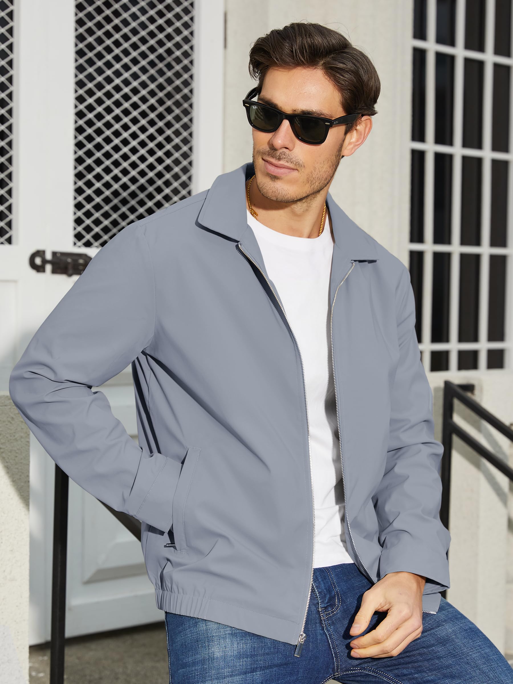 Foto 5 pulgar | Chaqueta Tacvasen Lightweight Windbreak Fall Para Hombre, Color Gris Claro - Venta Internacional.