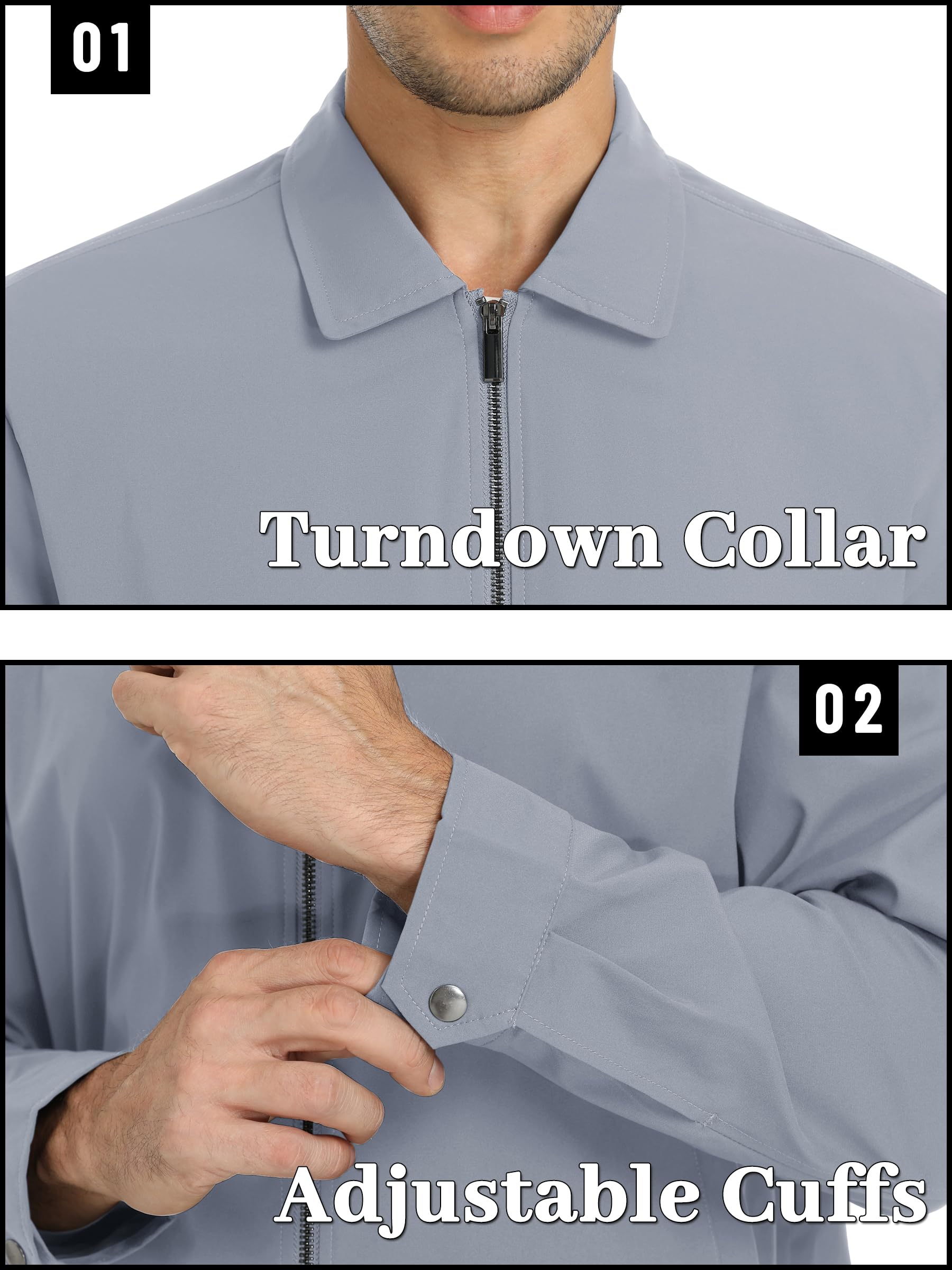 Foto 6 pulgar | Chaqueta Tacvasen Lightweight Windbreak Fall Para Hombre, Color Gris Claro - Venta Internacional.