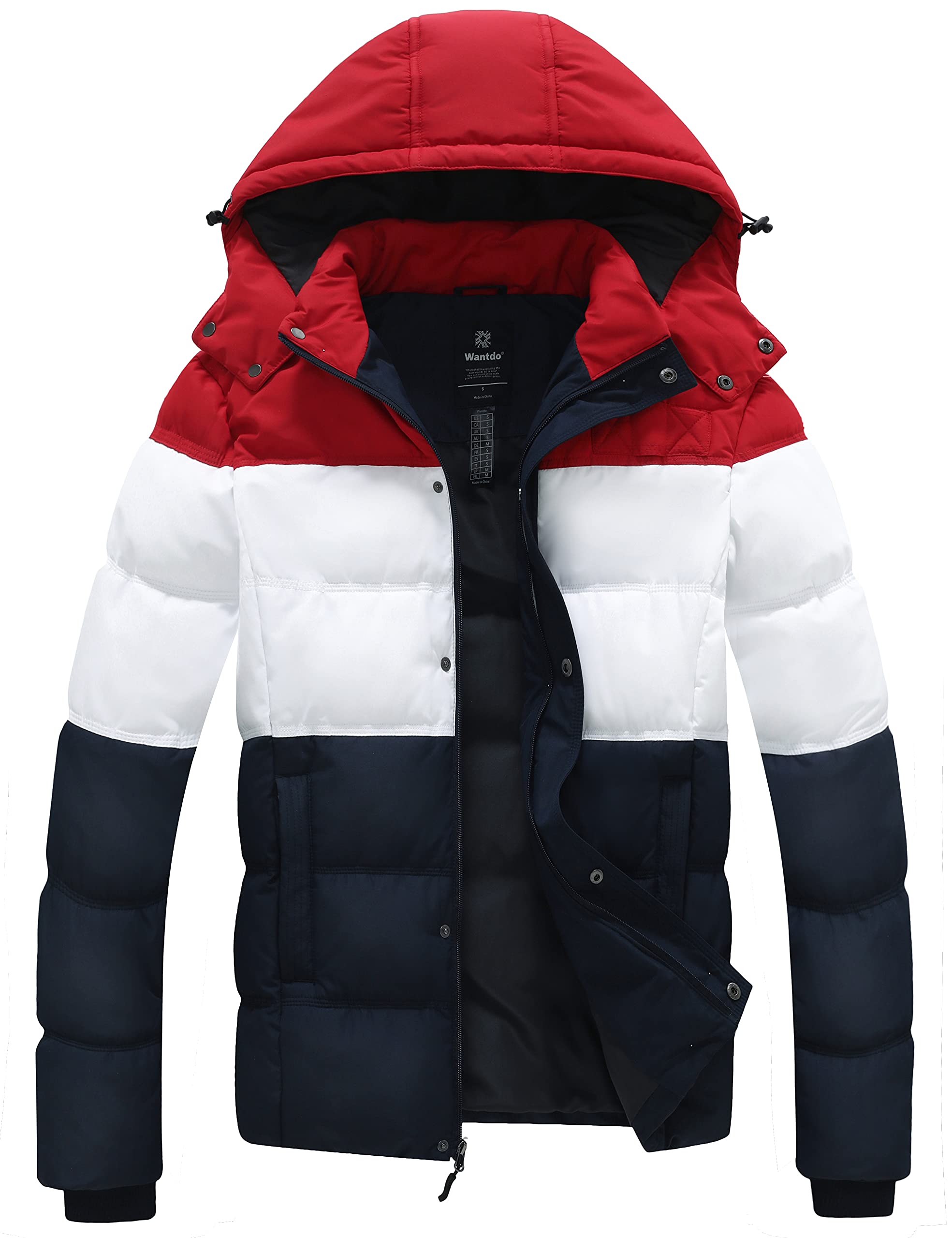 Foto 2 pulgar | Chaqueta Acolchada Wantdo Para Hombre, Cálida Y Ajustada, Para Invierno, Azul Marino Y Rojo - Venta Internacional.