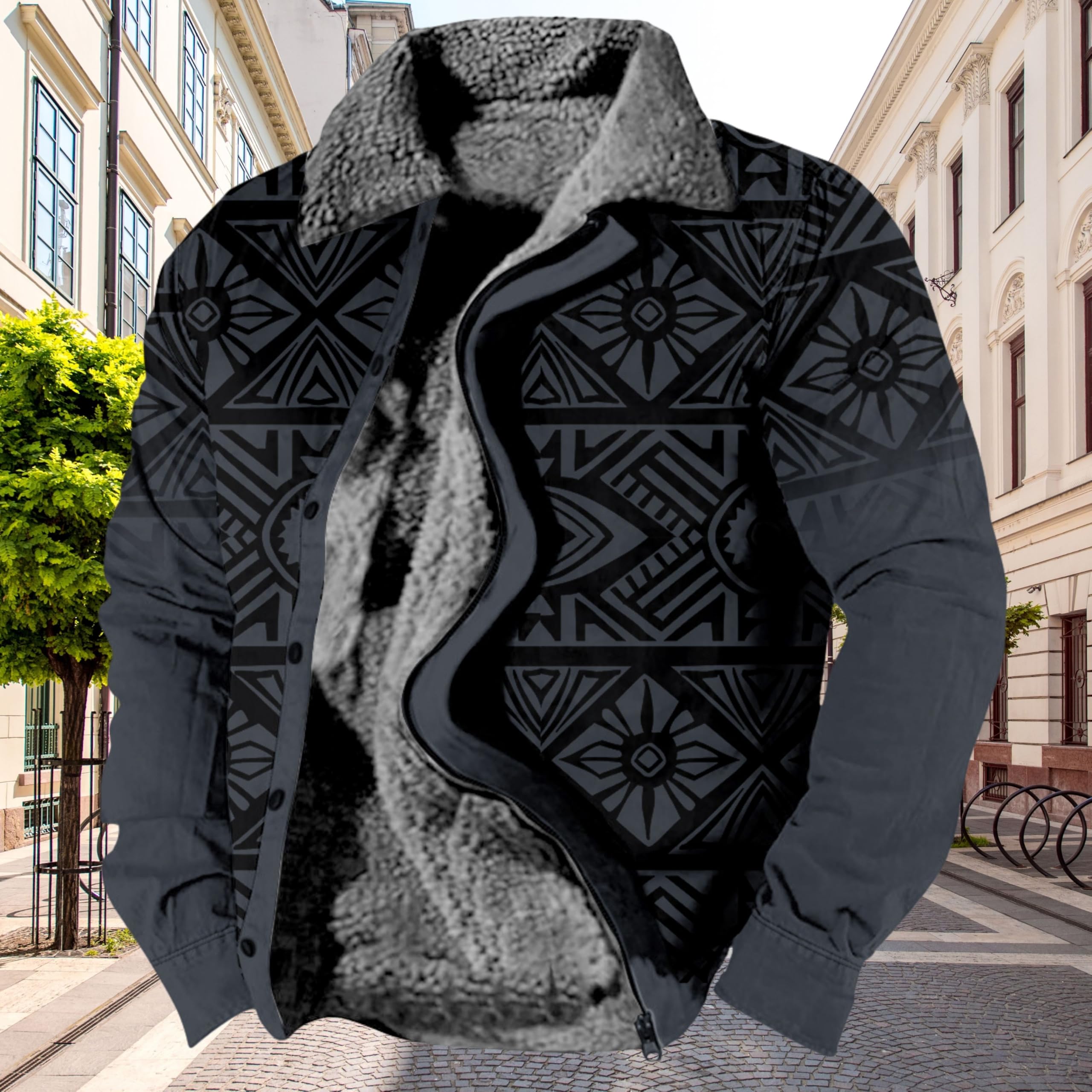 Foto 3 pulgar | Chaqueta Zocavia Western Aztec Fleece Para Hombre Otoño-invierno Azul Marino L - Venta Internacional.