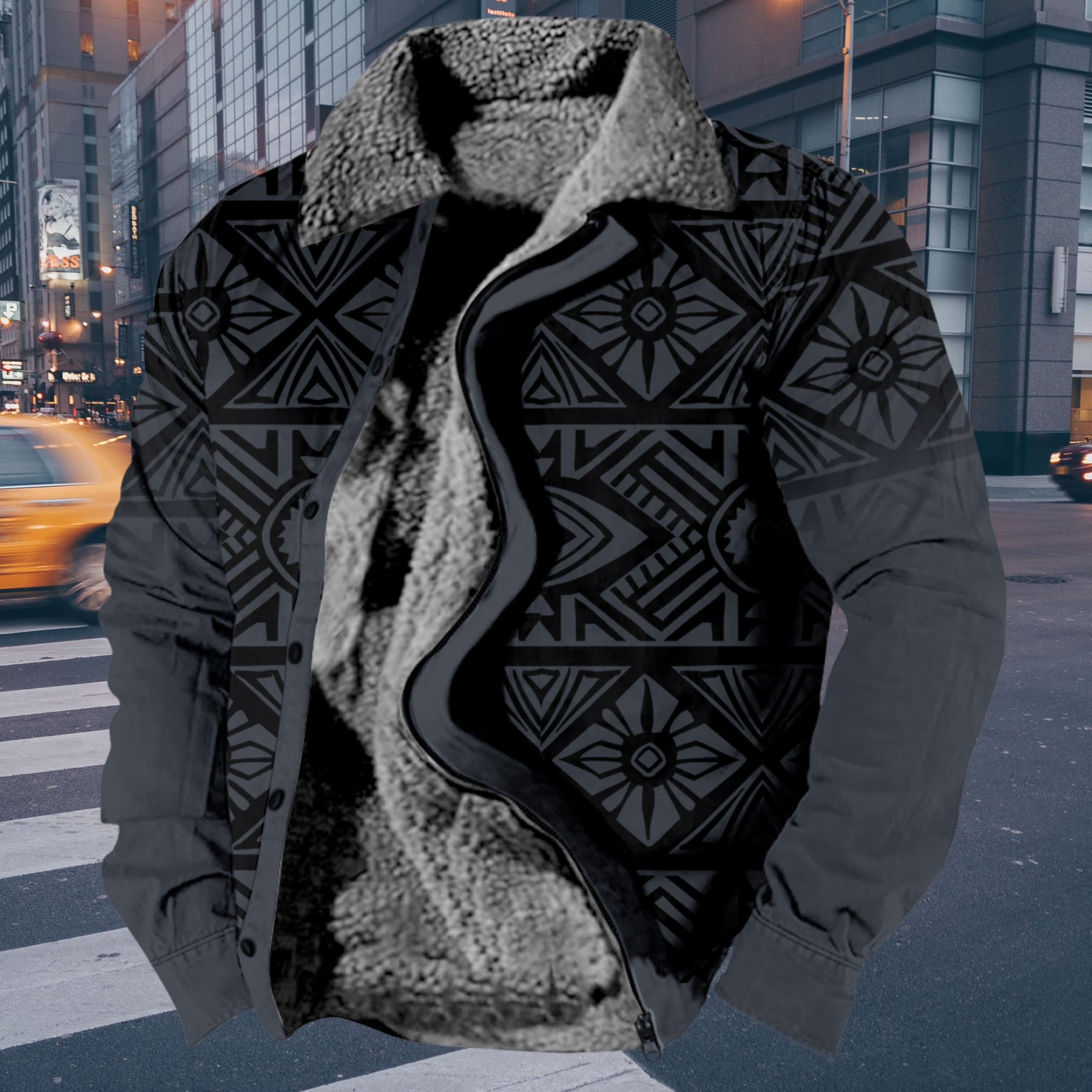 Foto 4 pulgar | Chaqueta Zocavia Western Aztec Fleece Para Hombre Otoño-invierno Azul Marino L - Venta Internacional.