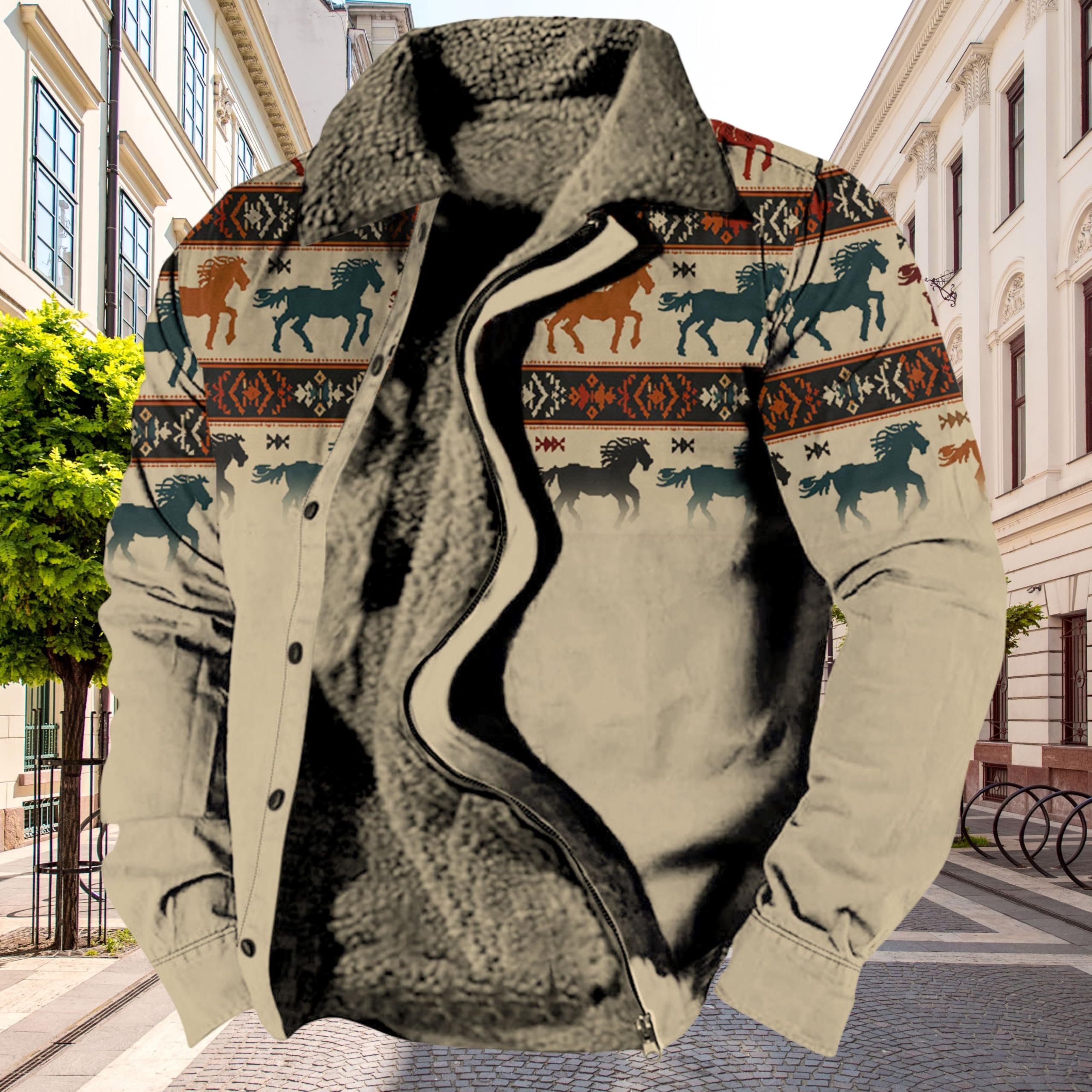 Foto 2 | Chaqueta Zocavia Western Aztec Fleece Para Hombre Otoño-invierno 2xl - Venta Internacional.