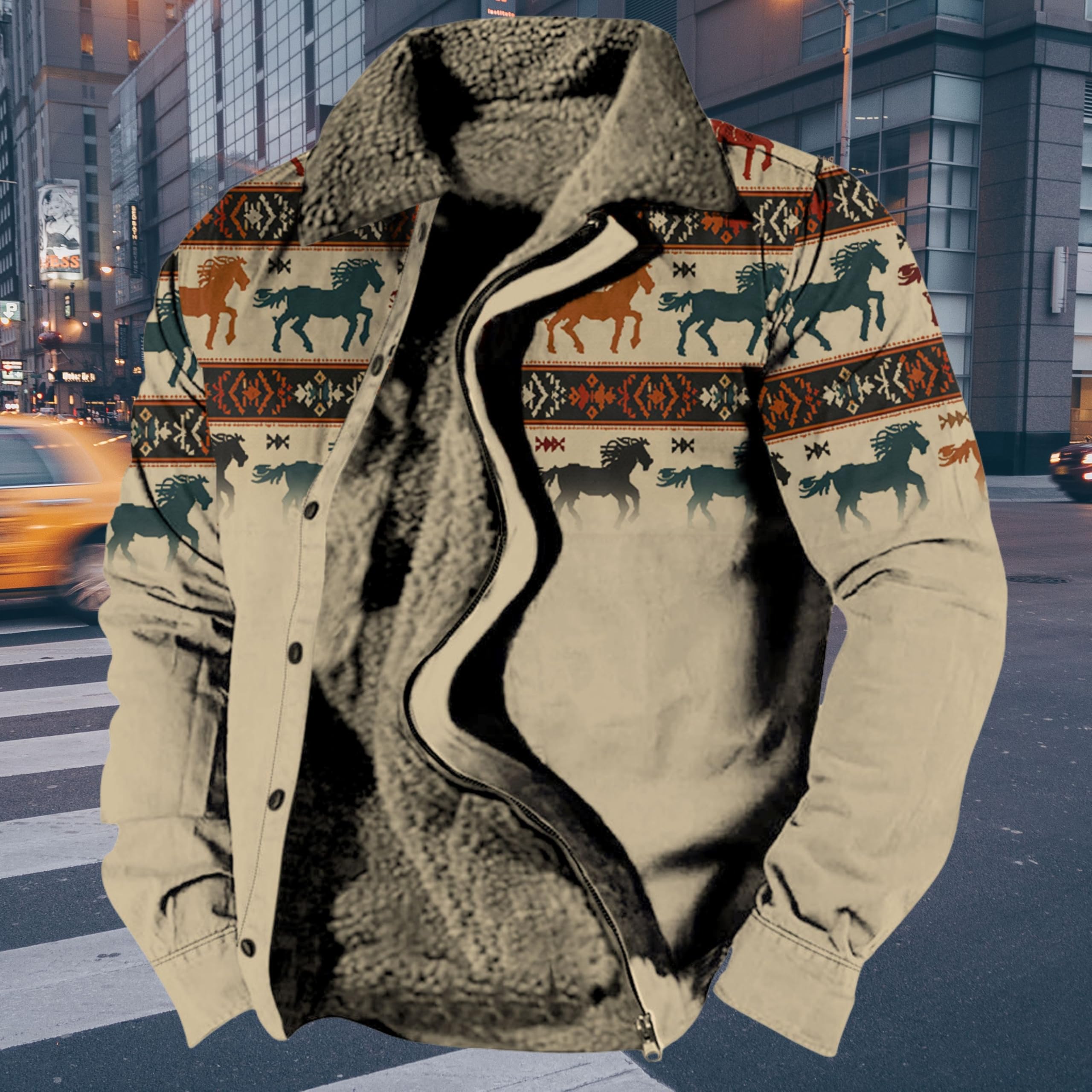 Foto 3 | Chaqueta Zocavia Western Aztec Fleece Para Hombre Otoño-invierno 2xl - Venta Internacional.
