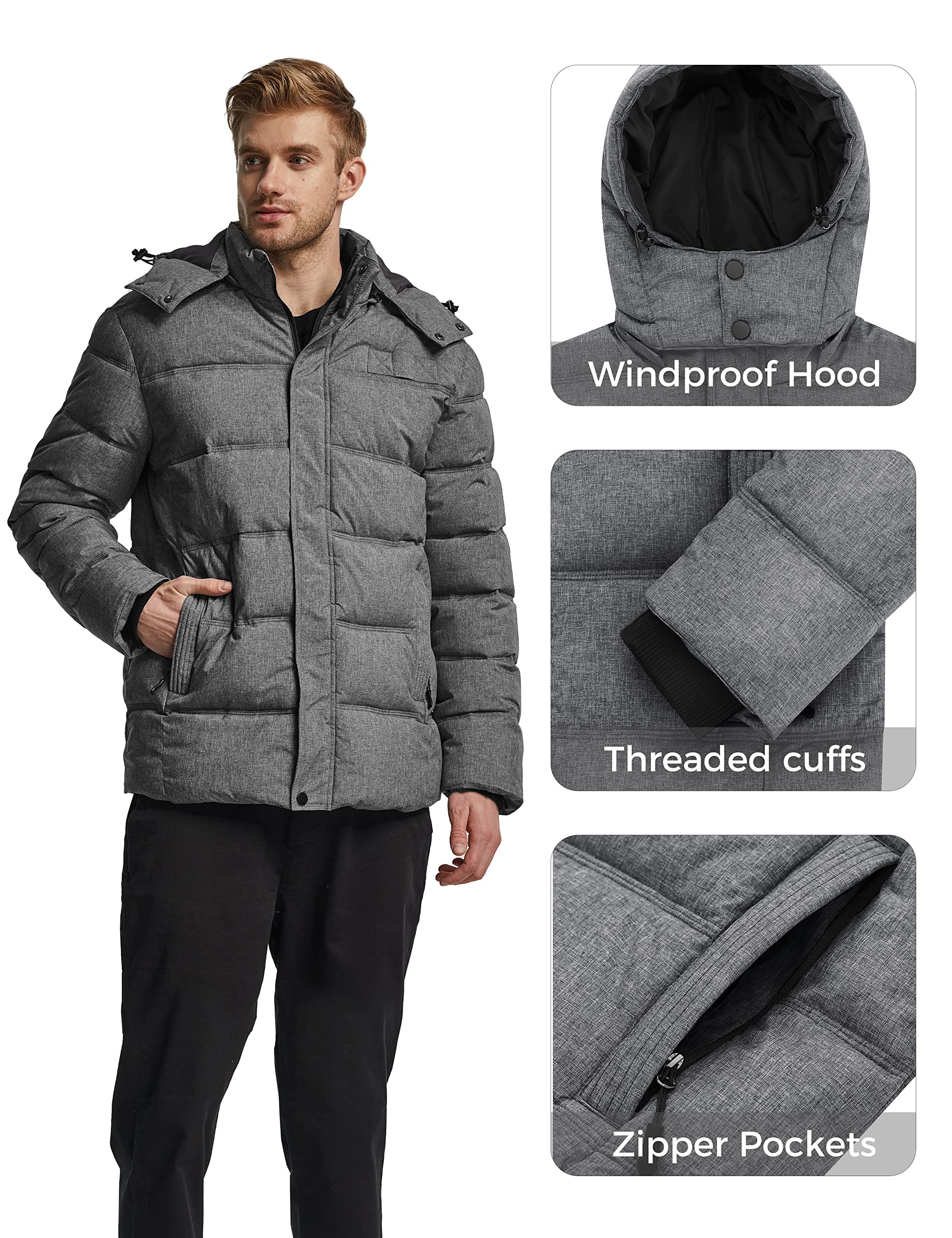 Foto 7 pulgar | Chaqueta De Invierno Wantdo Thicken Warm Puffer Chaqueta Para Hombre - Venta Internacional.